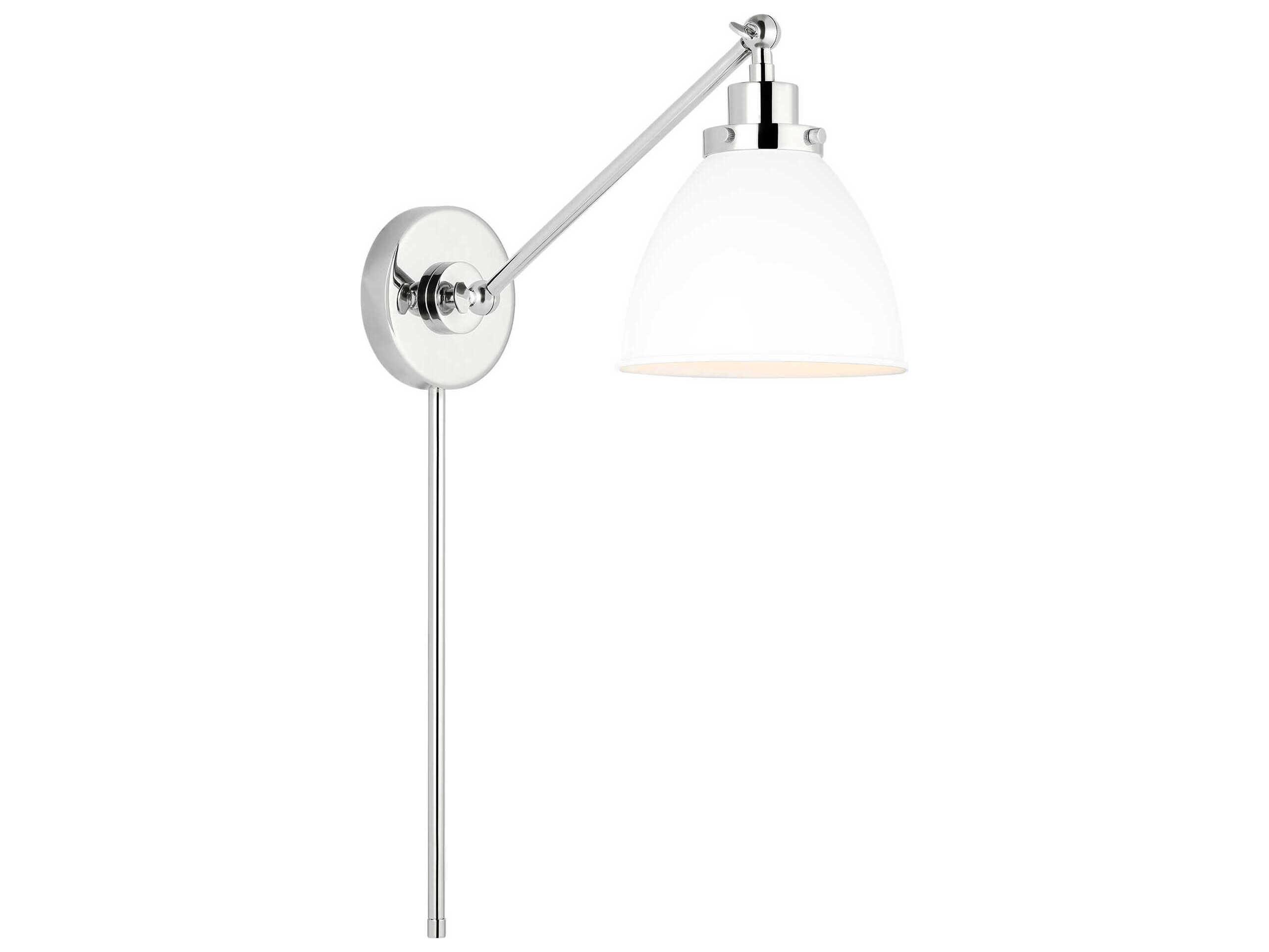 Visual Comfort Studio Wellfleet 1-Light Matte White Polished Nickel Swing Wall Sconce