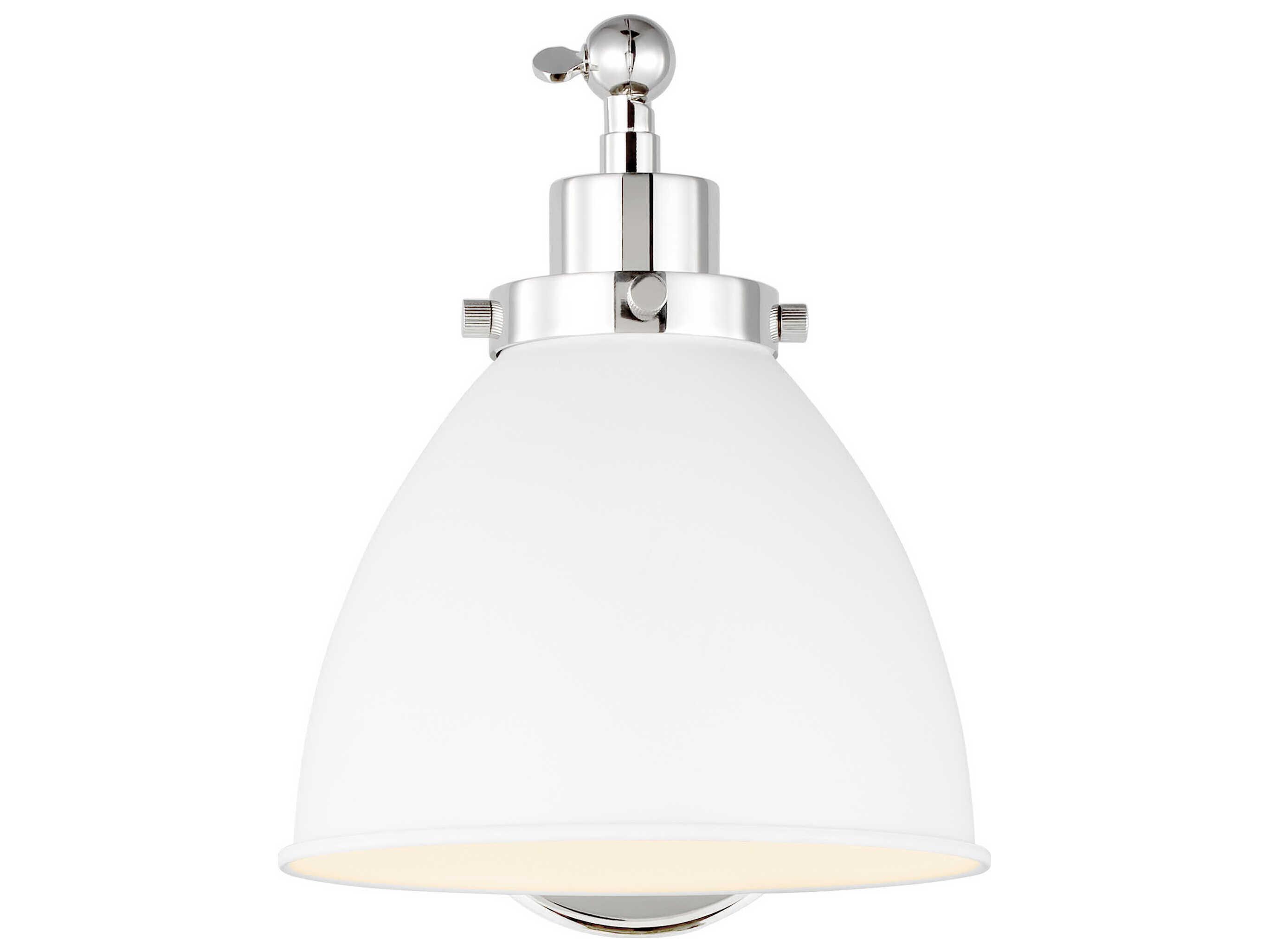 Visual Comfort Studio Wellfleet 1-Light Matte White Polished Nickel Swing Wall Sconce