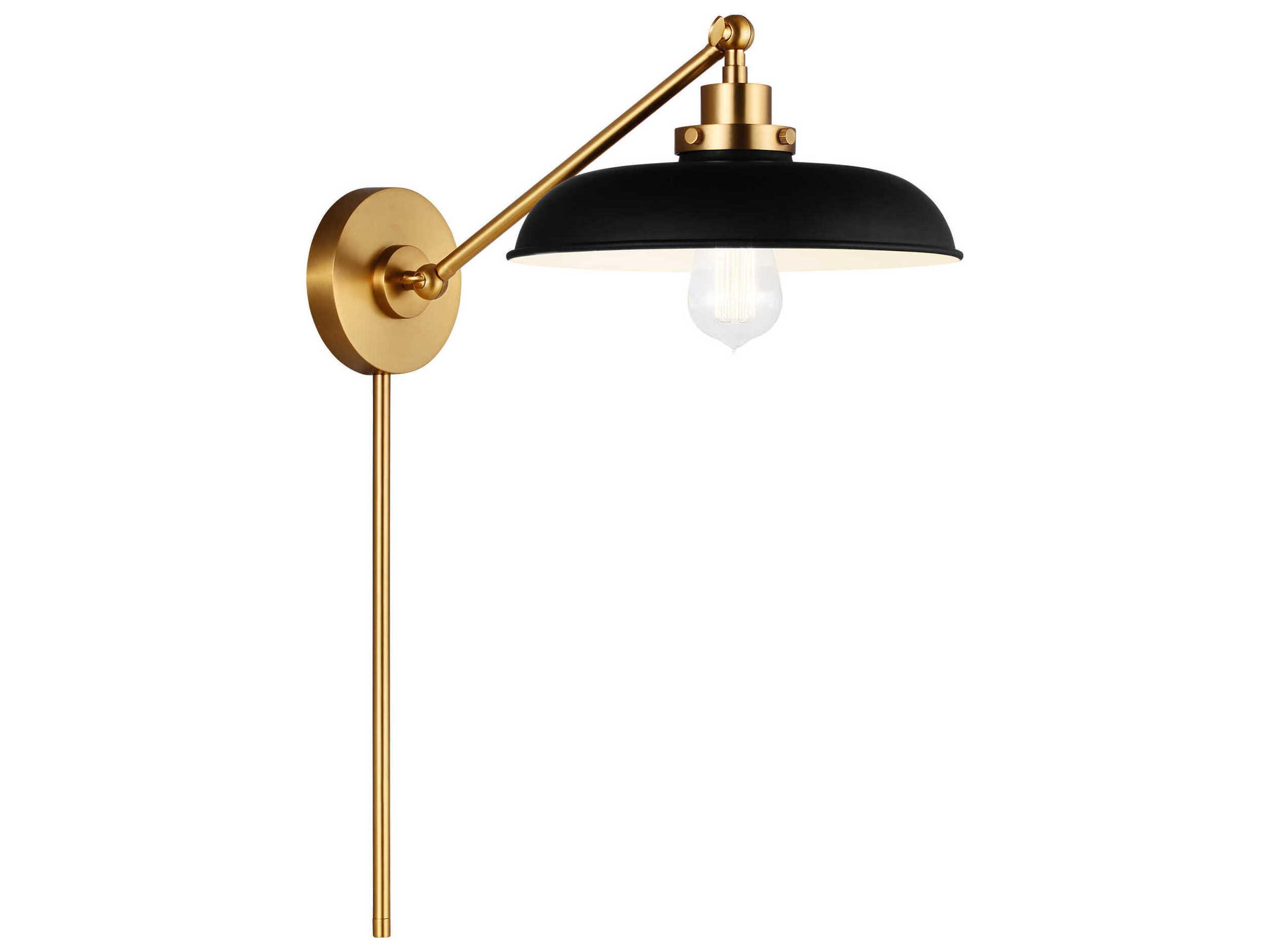 Visual Comfort Studio Wellfleet 1-Light Midnight Black Burnished Brass Swing Wall Sconce