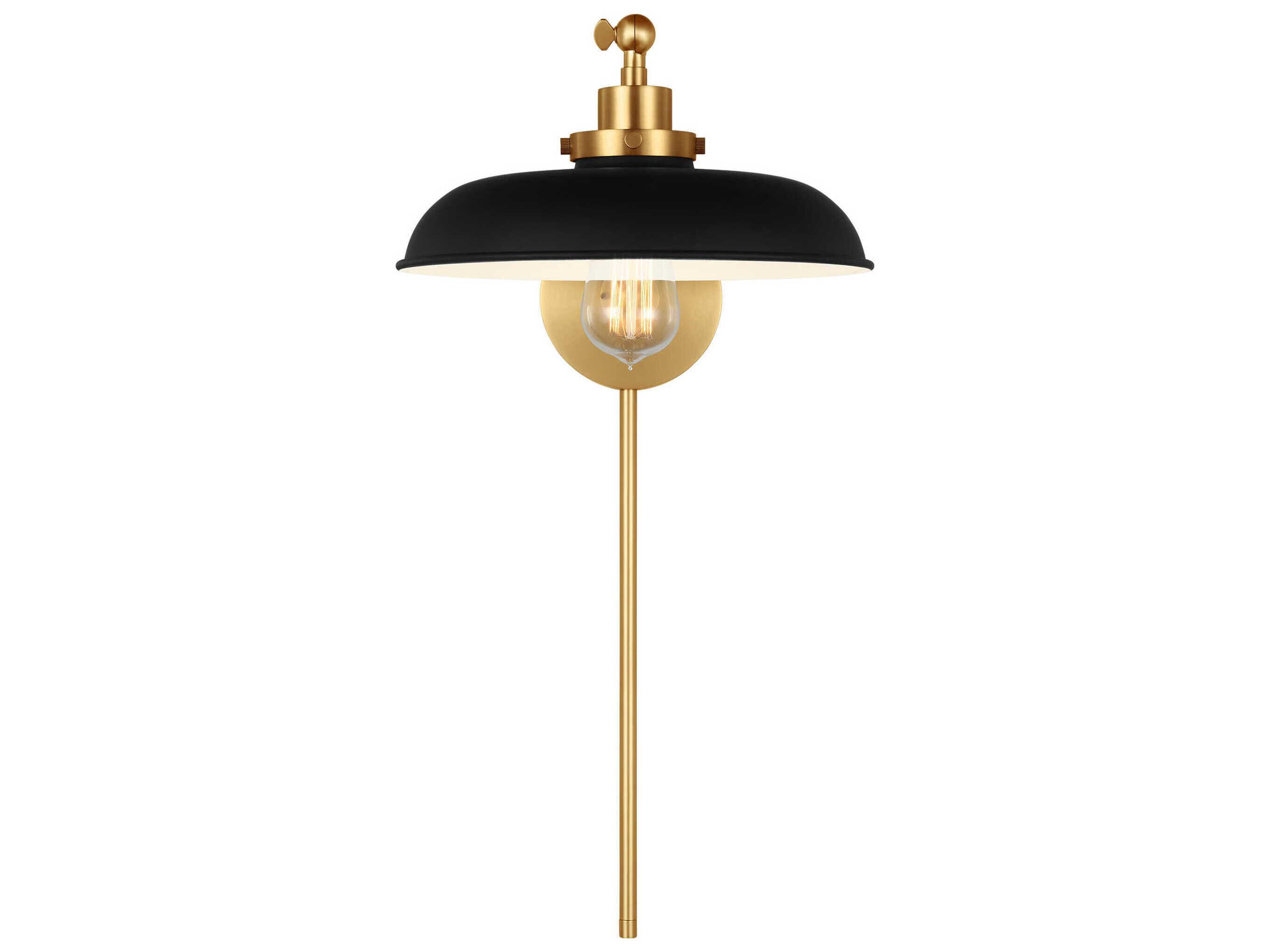 Visual Comfort Studio Wellfleet 1-Light Midnight Black Burnished Brass Swing Wall Sconce