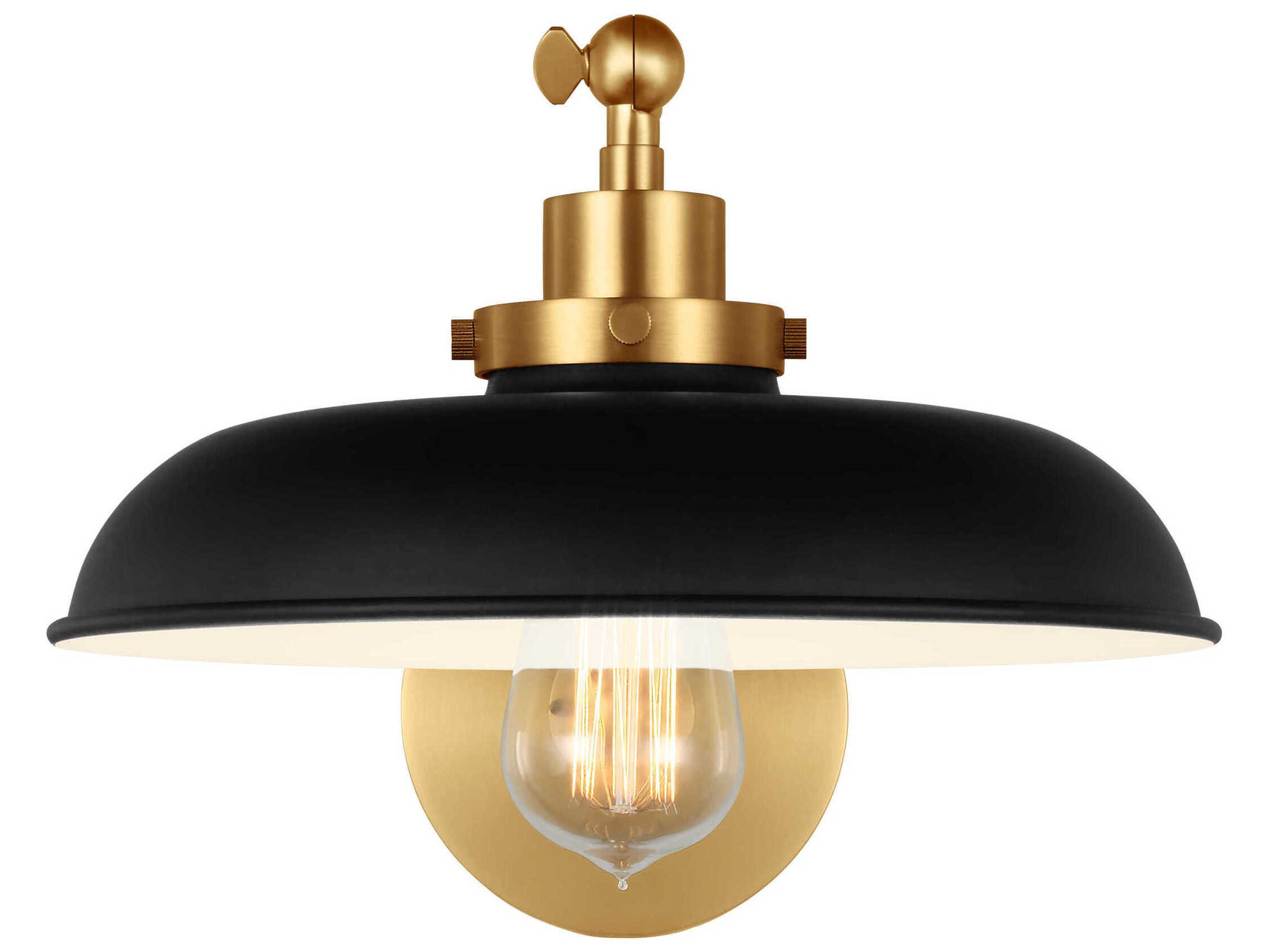 Visual Comfort Studio Wellfleet 1-Light Midnight Black Burnished Brass Swing Wall Sconce