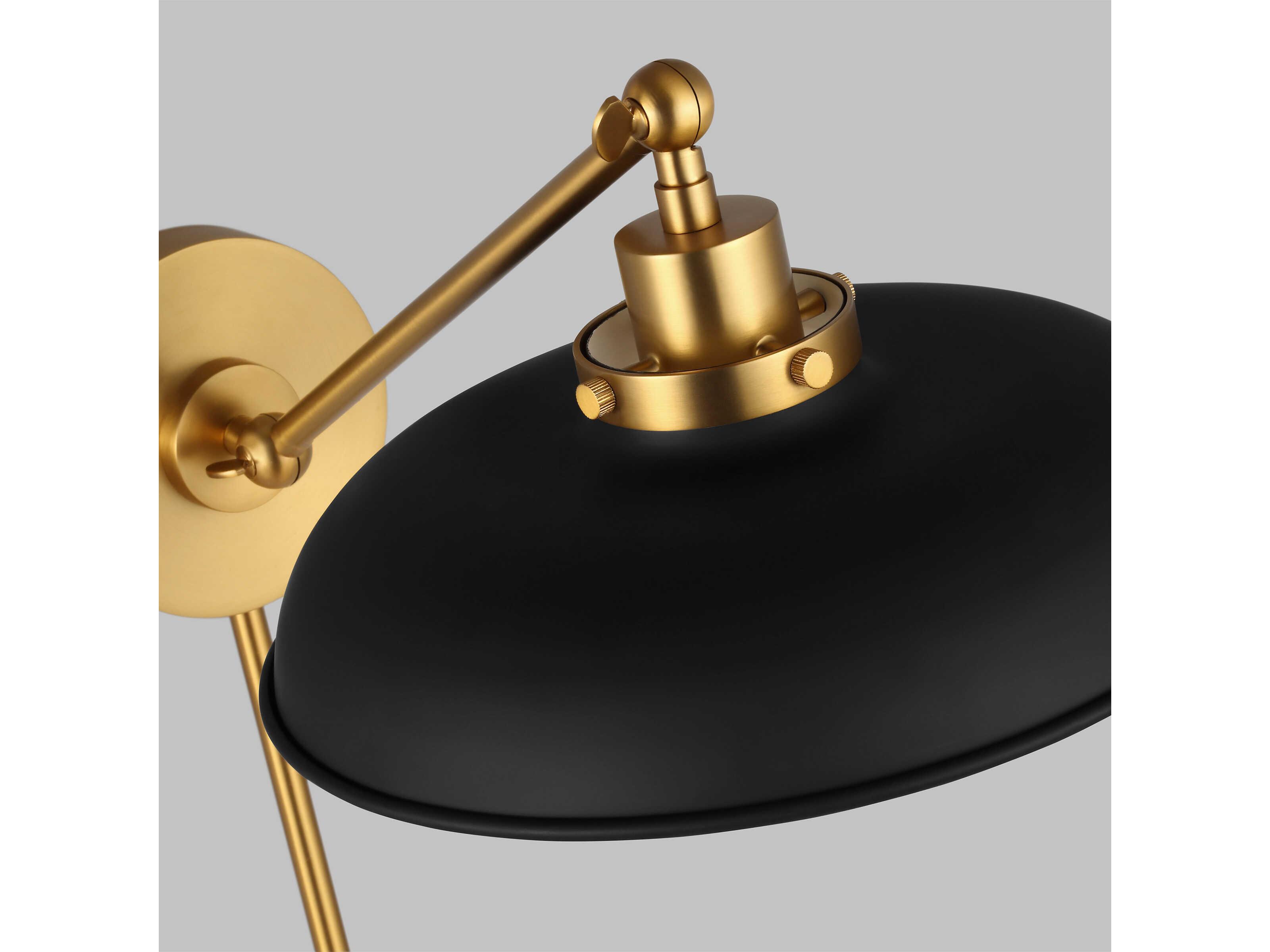 Visual Comfort Studio Wellfleet 1-Light Midnight Black Burnished Brass Swing Wall Sconce