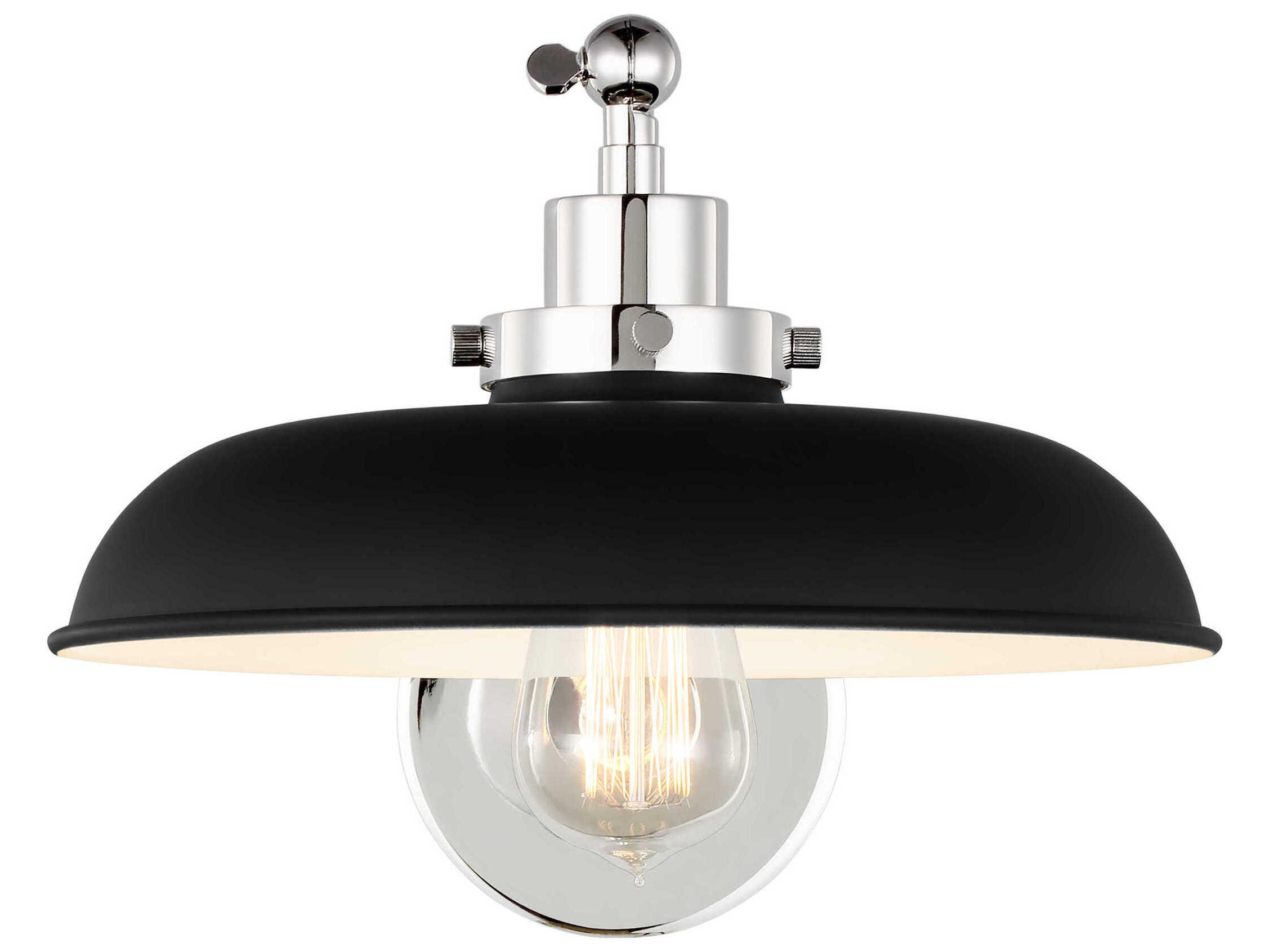 Visual Comfort Studio Wellfleet 1-Light Midnight Black Polished Nickel Swing Wall Sconce