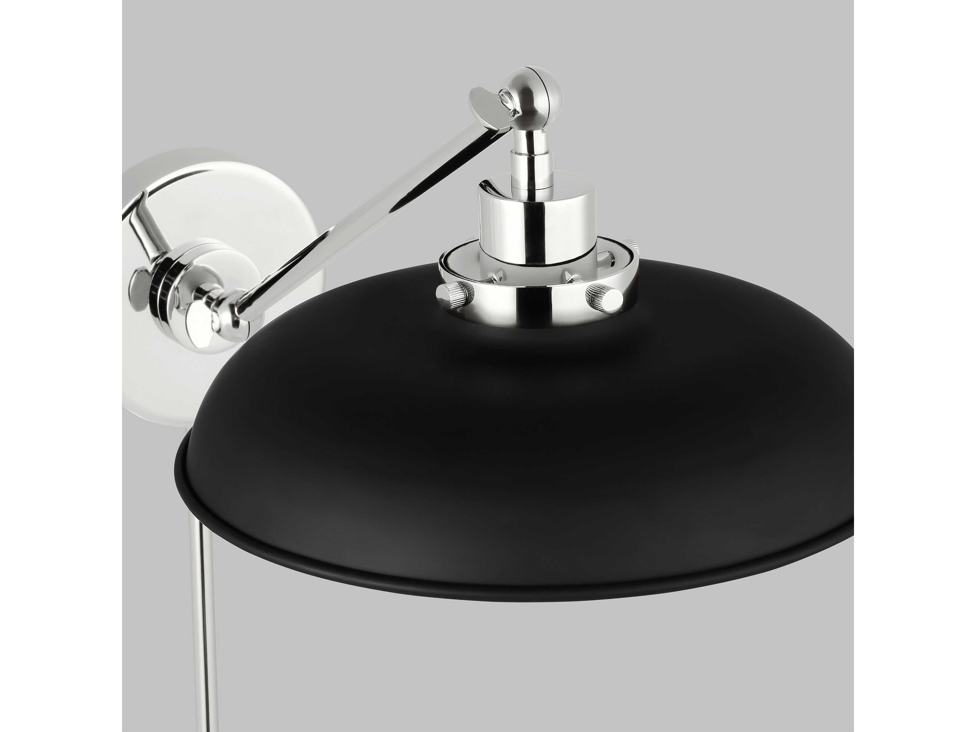 Visual Comfort Studio Wellfleet 1-Light Midnight Black Polished Nickel Swing Wall Sconce