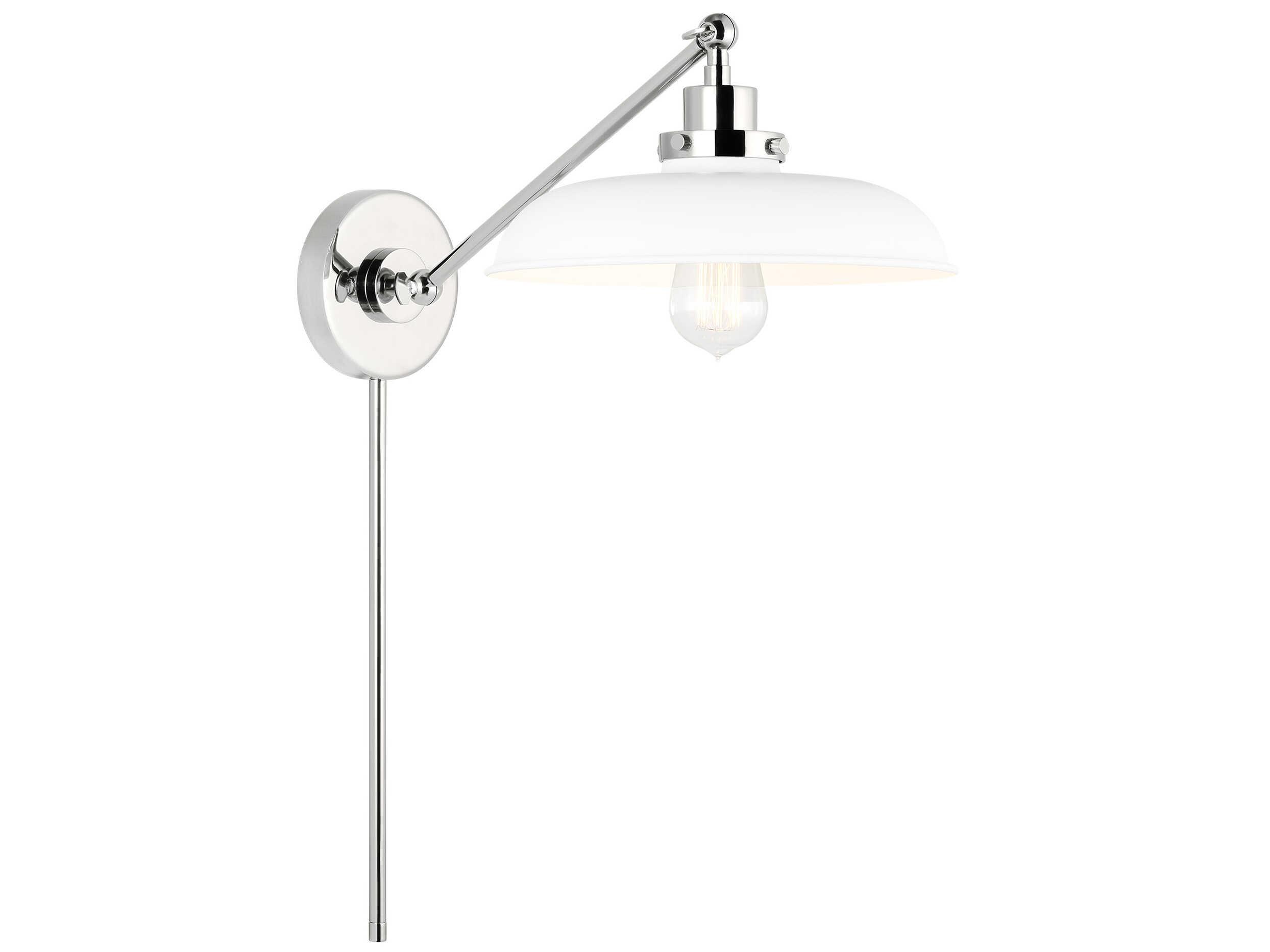 Visual Comfort Studio Wellfleet 1-Light Matte White Polished Nickel Swing Wall Sconce