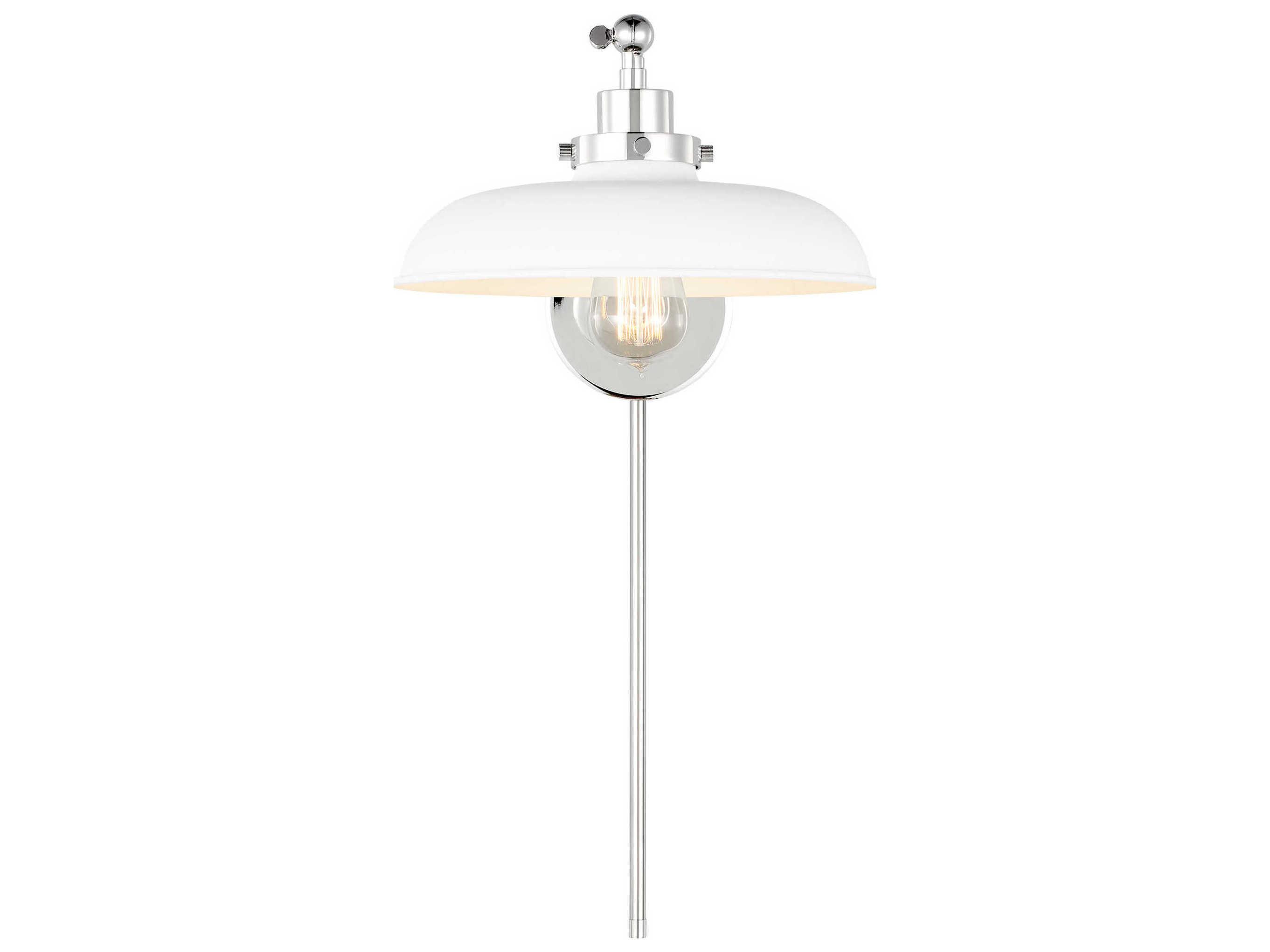 Visual Comfort Studio Wellfleet 1-Light Matte White Polished Nickel Swing Wall Sconce