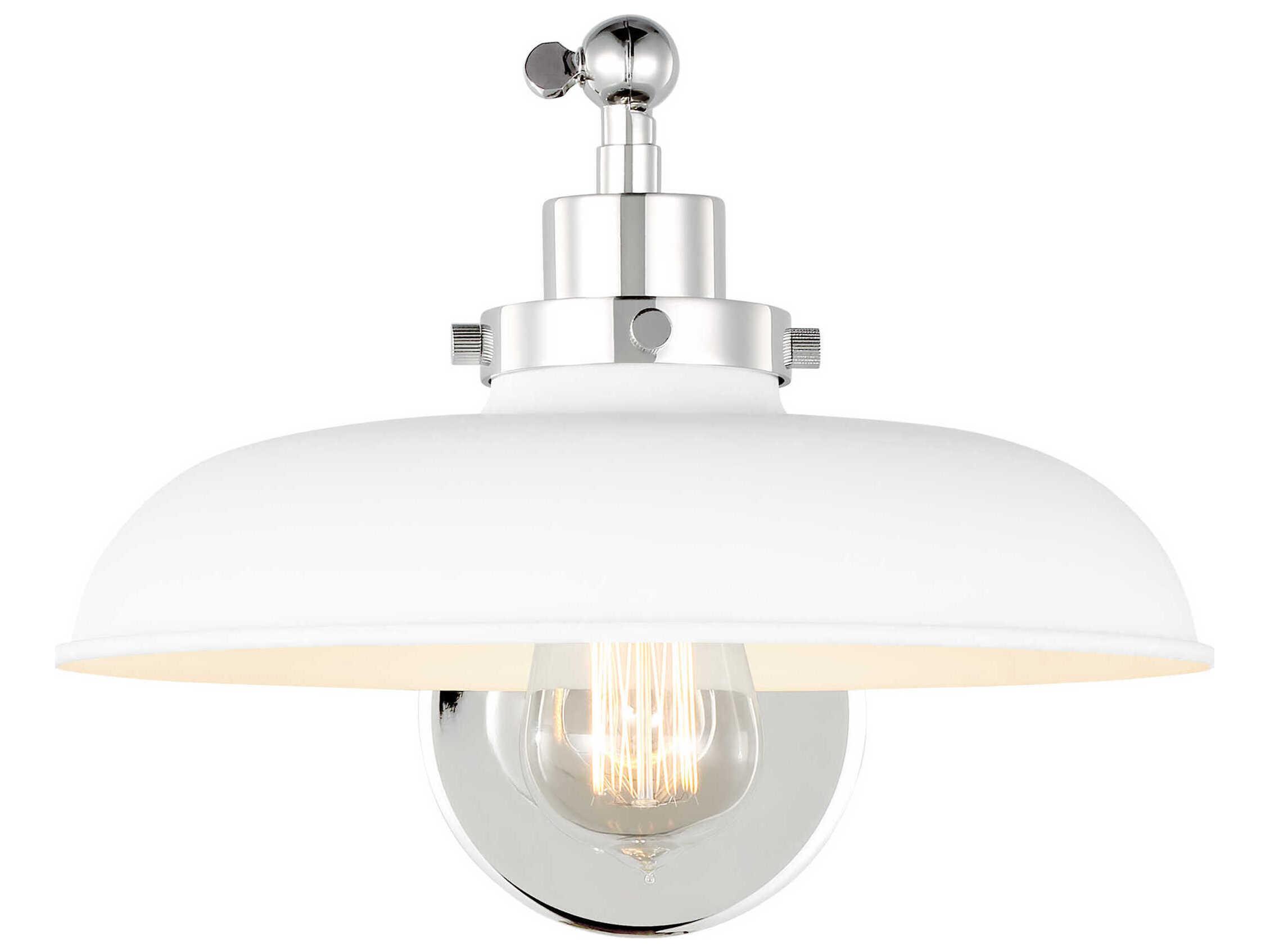 Visual Comfort Studio Wellfleet 1-Light Matte White Polished Nickel Swing Wall Sconce