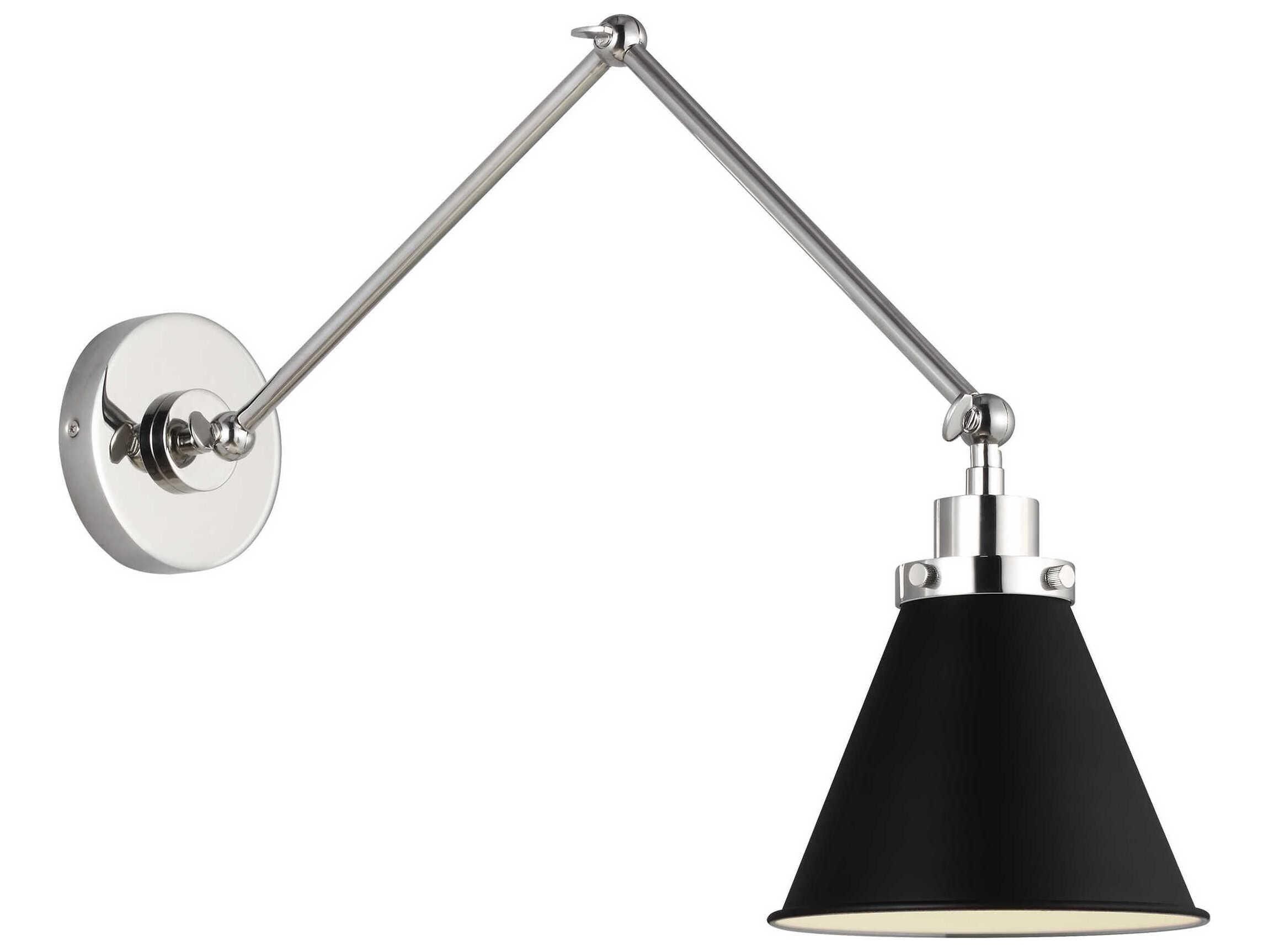 Visual Comfort Studio Wellfleet 1-Light Midnight Black Polished Nickel Swing Wall Sconce