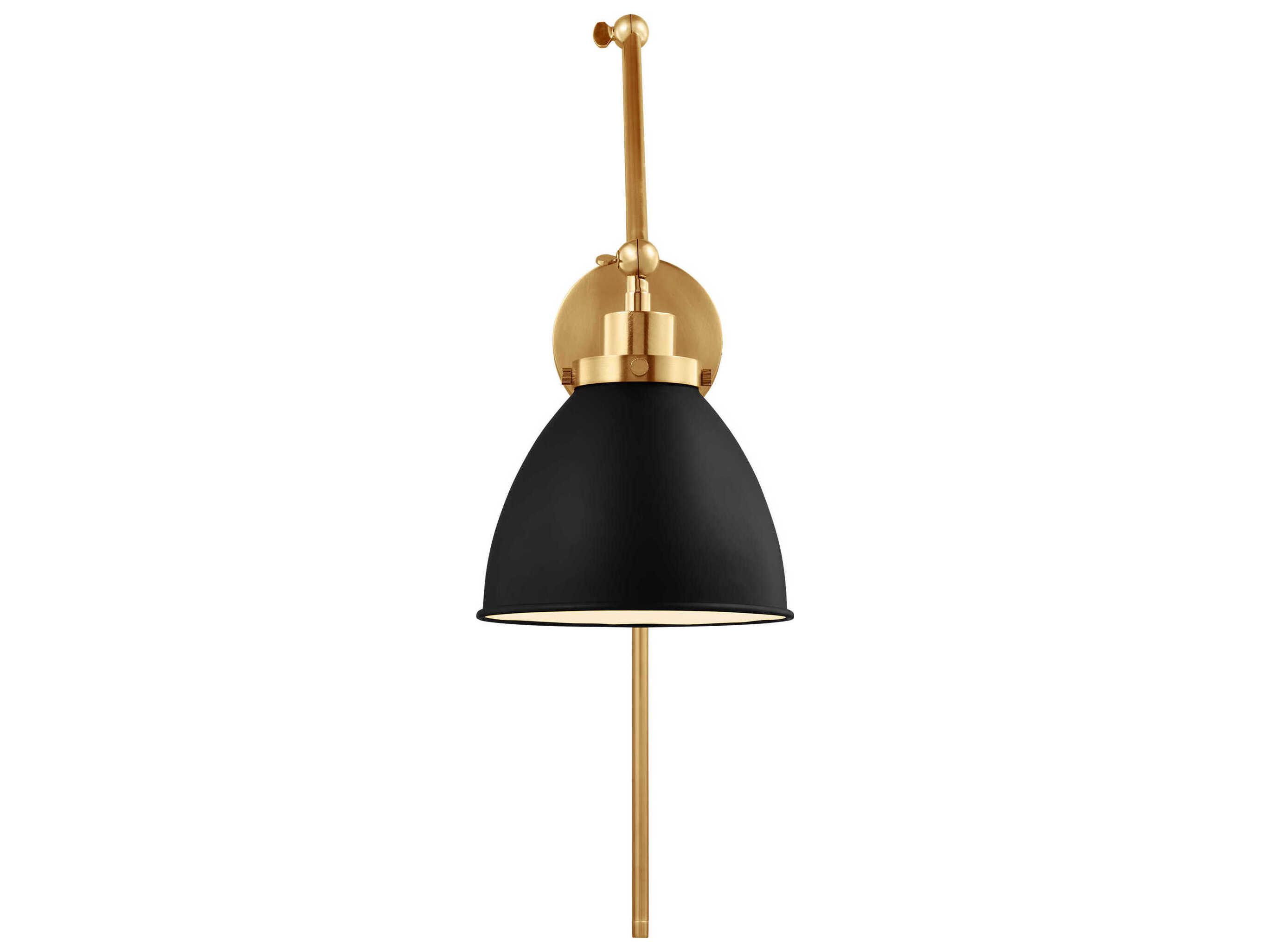 Visual Comfort Studio Wellfleet 1-Light Midnight Black Burnished Brass Swing Wall Sconce
