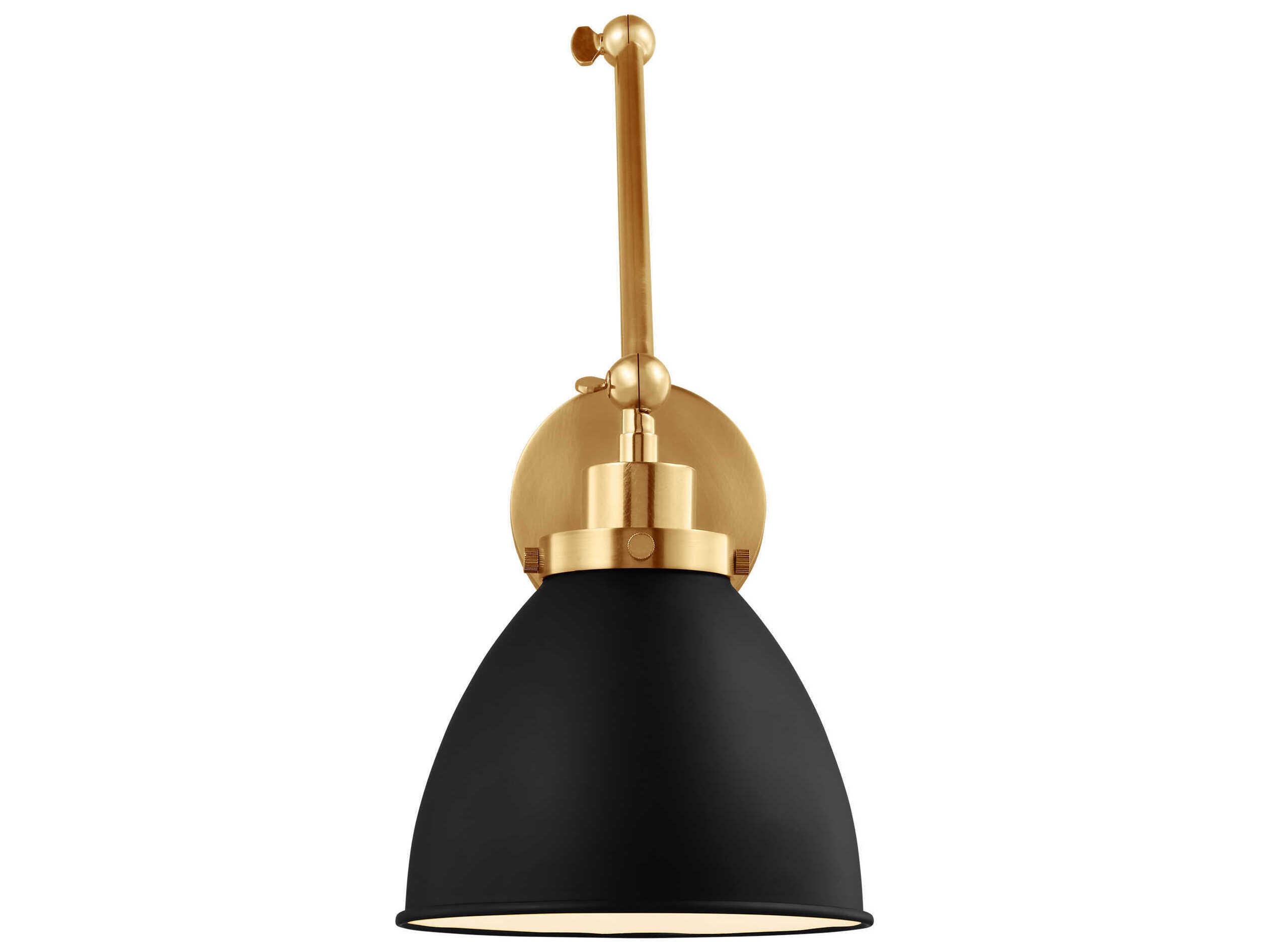 Visual Comfort Studio Wellfleet 1-Light Midnight Black Burnished Brass Swing Wall Sconce