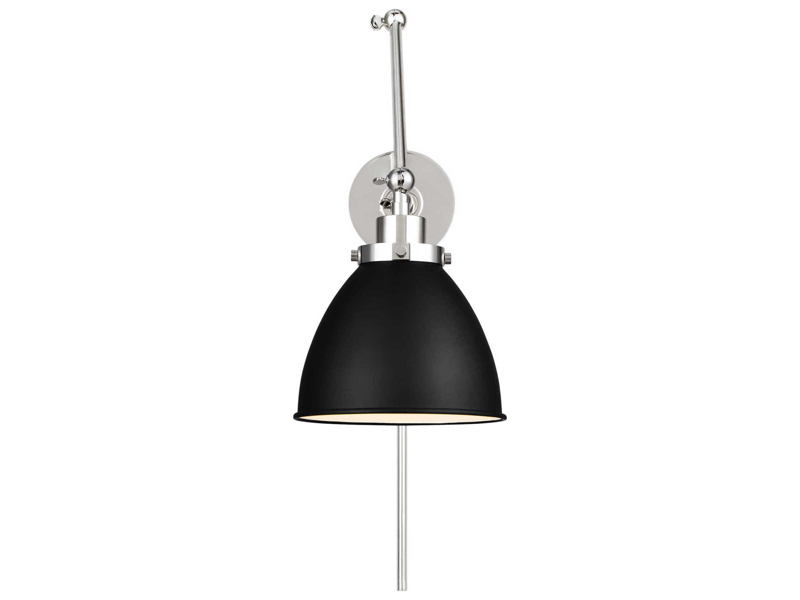 Visual Comfort Studio Wellfleet 1-Light Midnight Black Polished Nickel Swing Wall Sconce