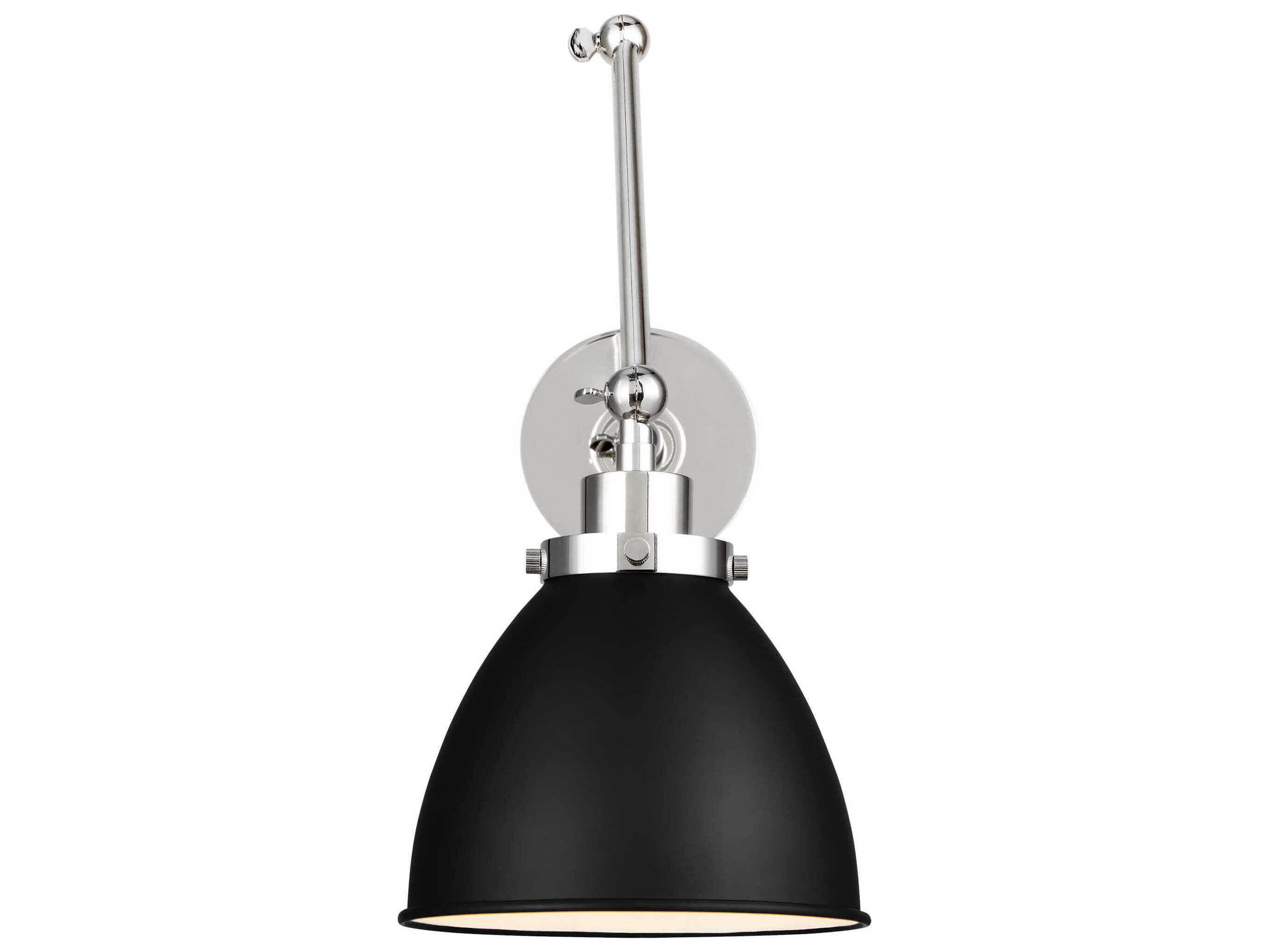 Visual Comfort Studio Wellfleet 1-Light Midnight Black Polished Nickel Swing Wall Sconce