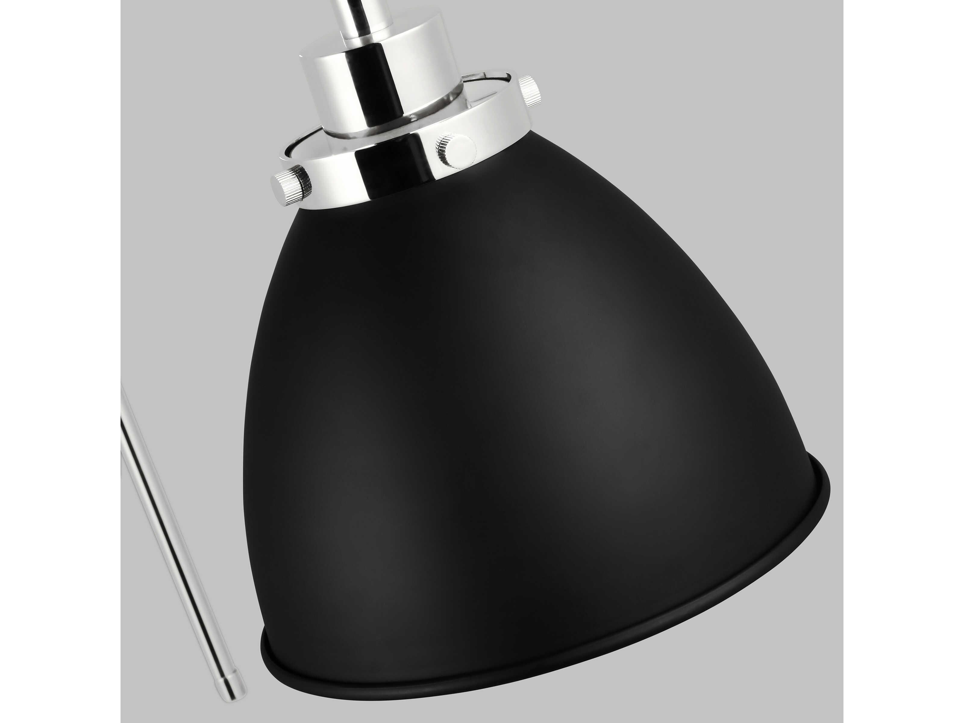 Visual Comfort Studio Wellfleet 1-Light Midnight Black Polished Nickel Swing Wall Sconce