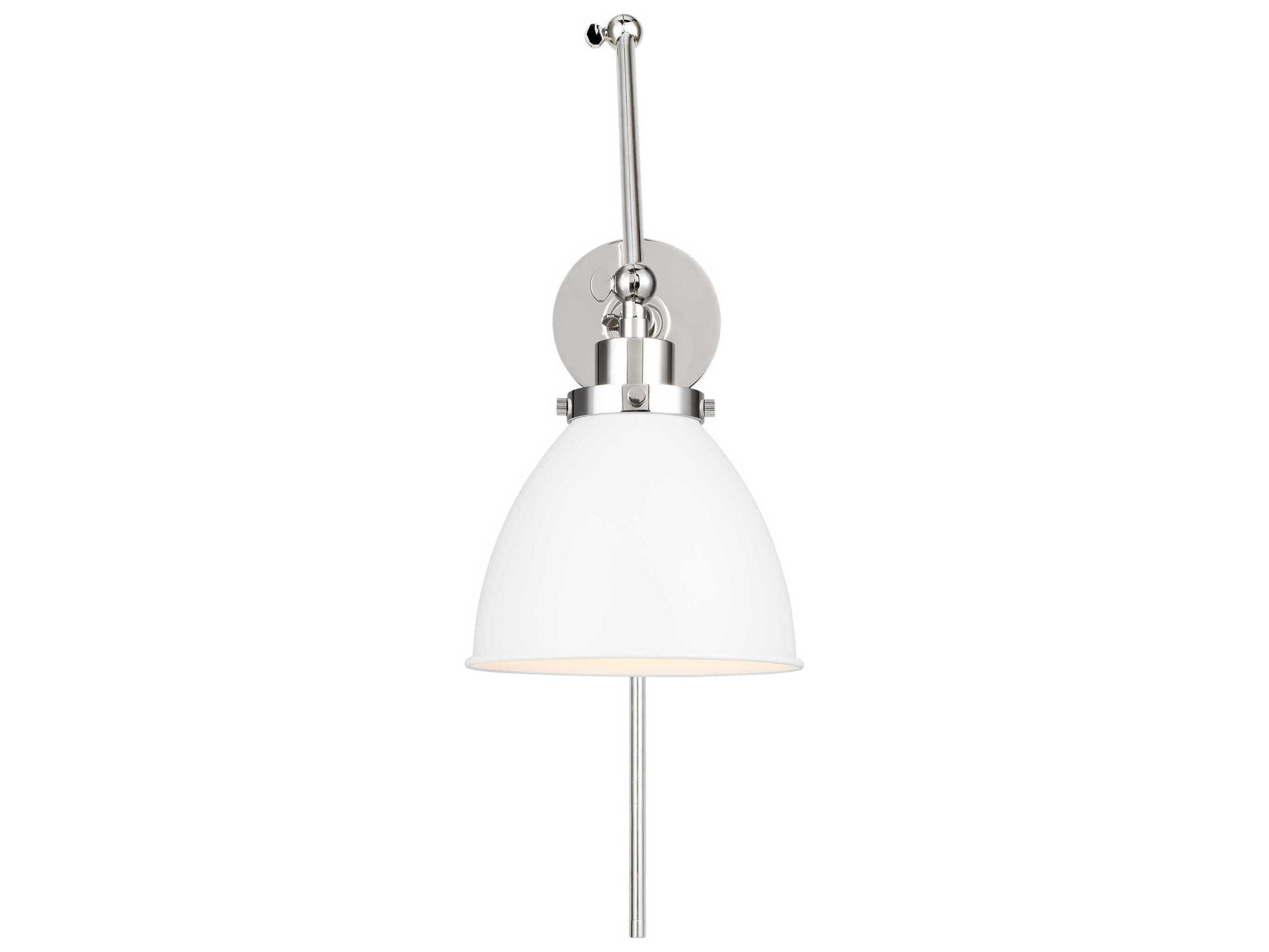 Visual Comfort Studio Wellfleet 1-Light Matte White Polished Nickel Swing Wall Sconce