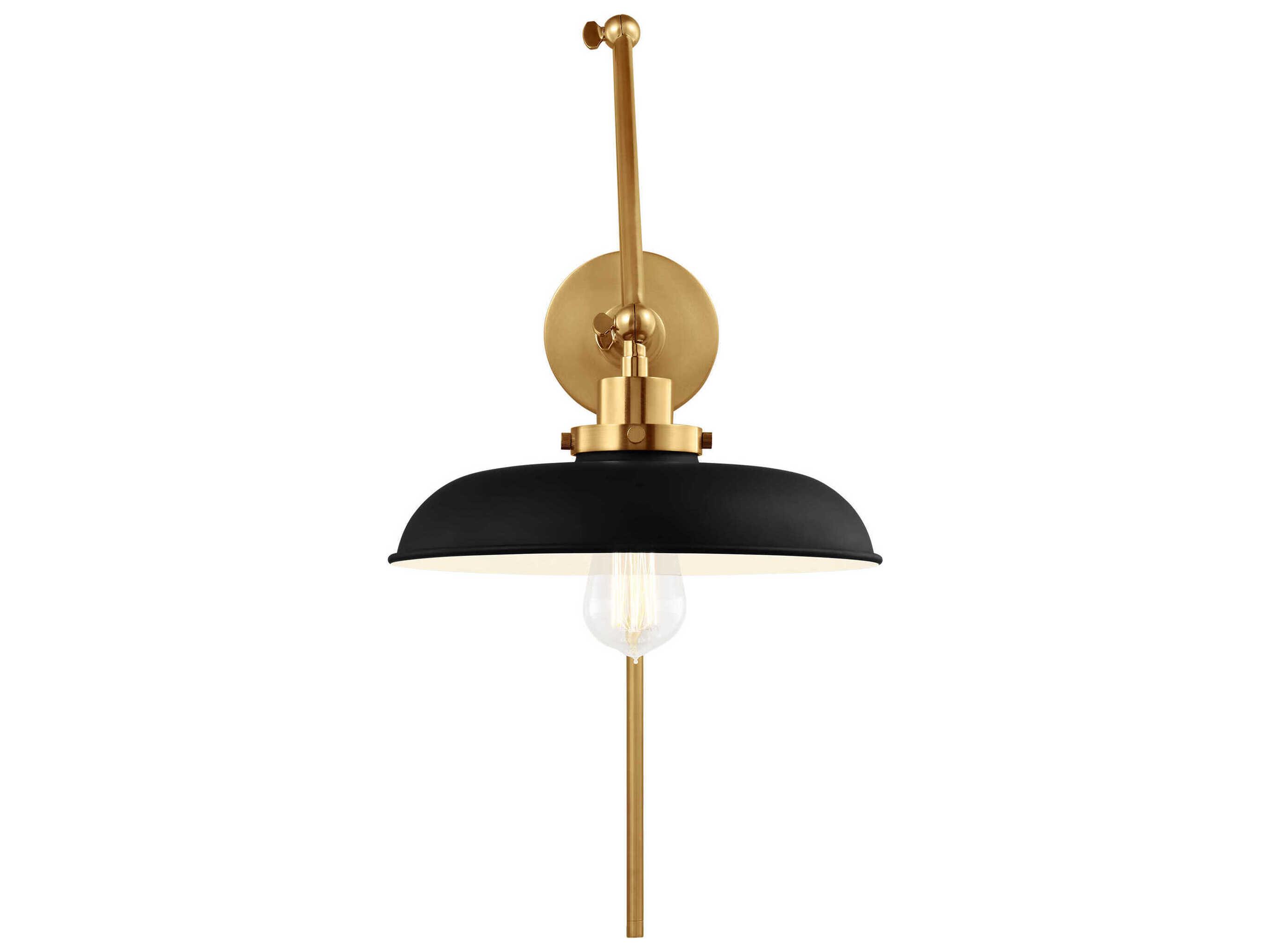 Visual Comfort Studio Wellfleet 1-Light Midnight Black Burnished Brass Swing Wall Sconce