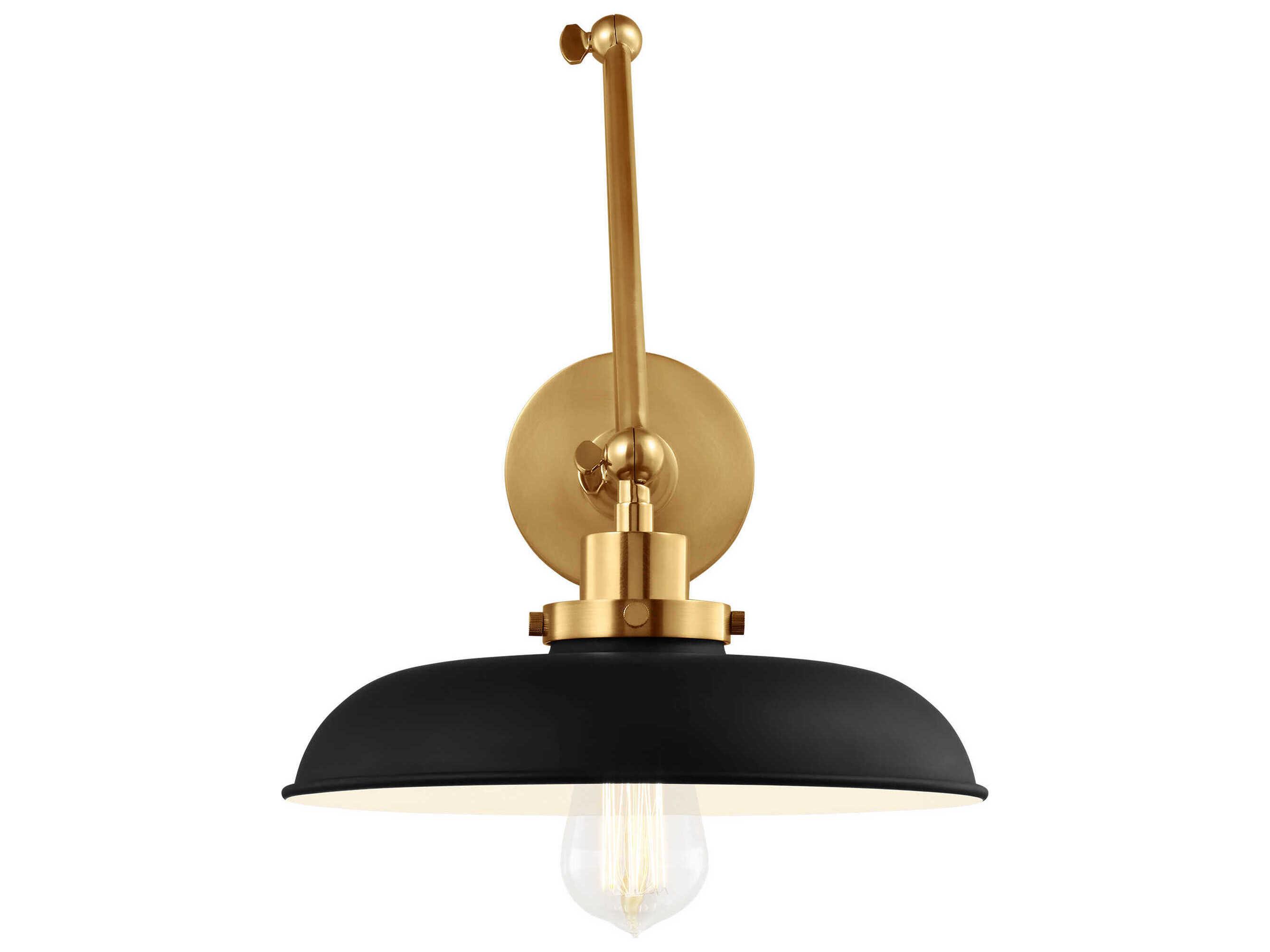 Visual Comfort Studio Wellfleet 1-Light Midnight Black Burnished Brass Swing Wall Sconce