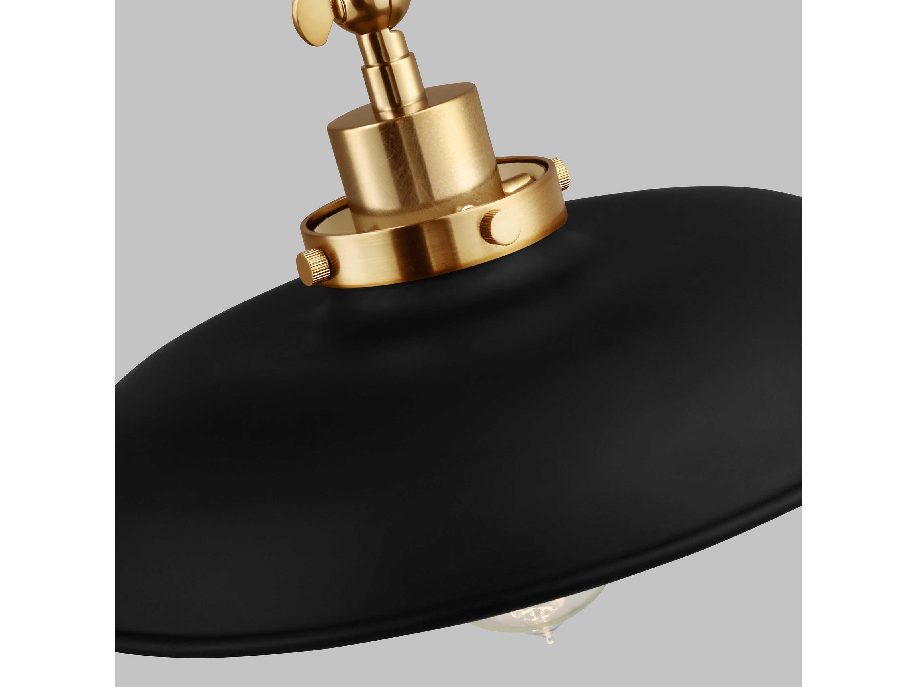 Visual Comfort Studio Wellfleet 1-Light Midnight Black Burnished Brass Swing Wall Sconce