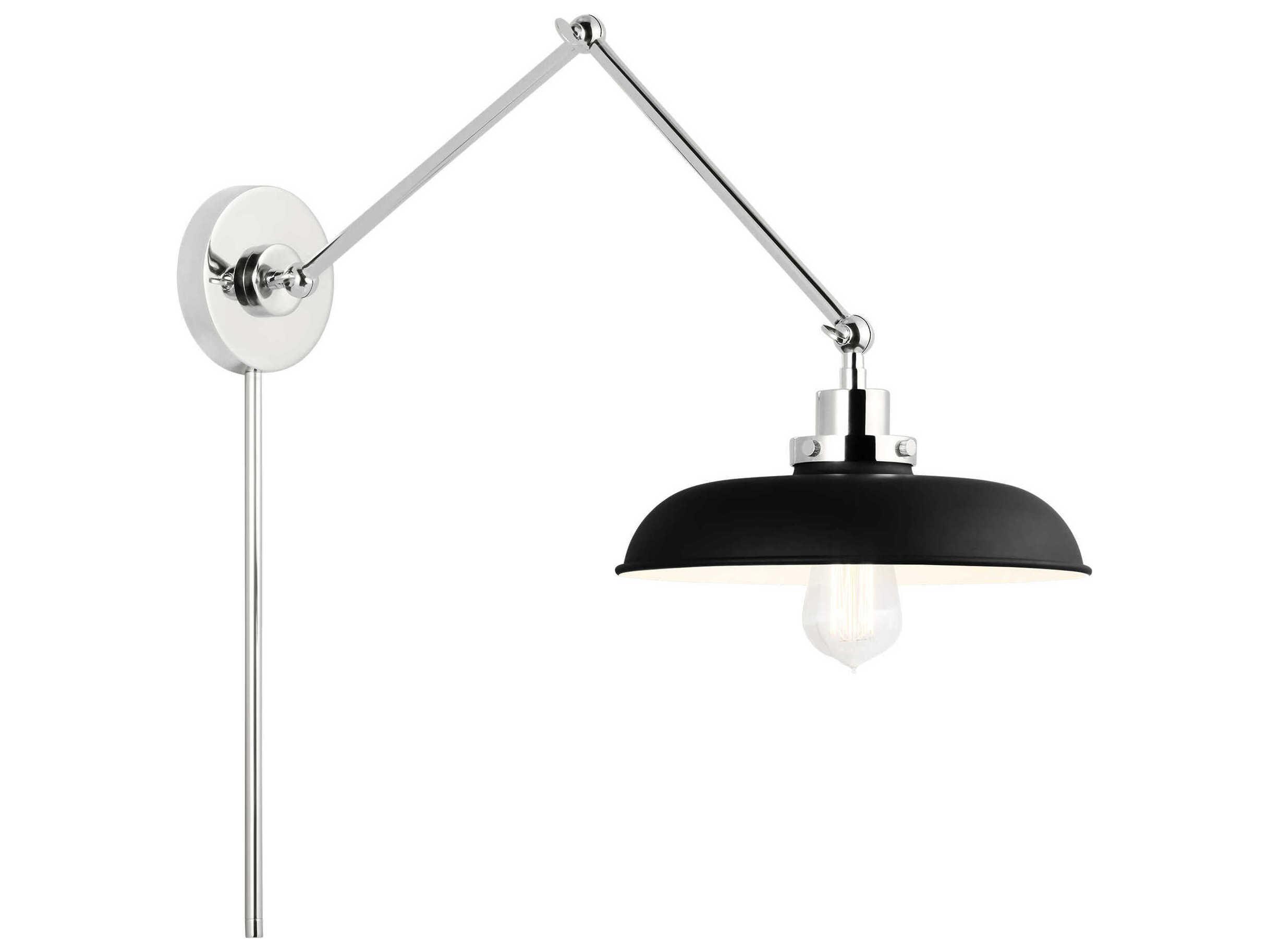 Visual Comfort Studio Wellfleet 1-Light Midnight Black Polished Nickel Swing Wall Sconce