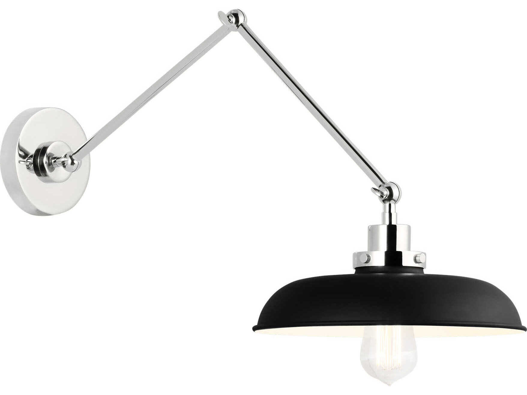 Visual Comfort Studio Wellfleet 1-Light Midnight Black Polished Nickel Swing Wall Sconce