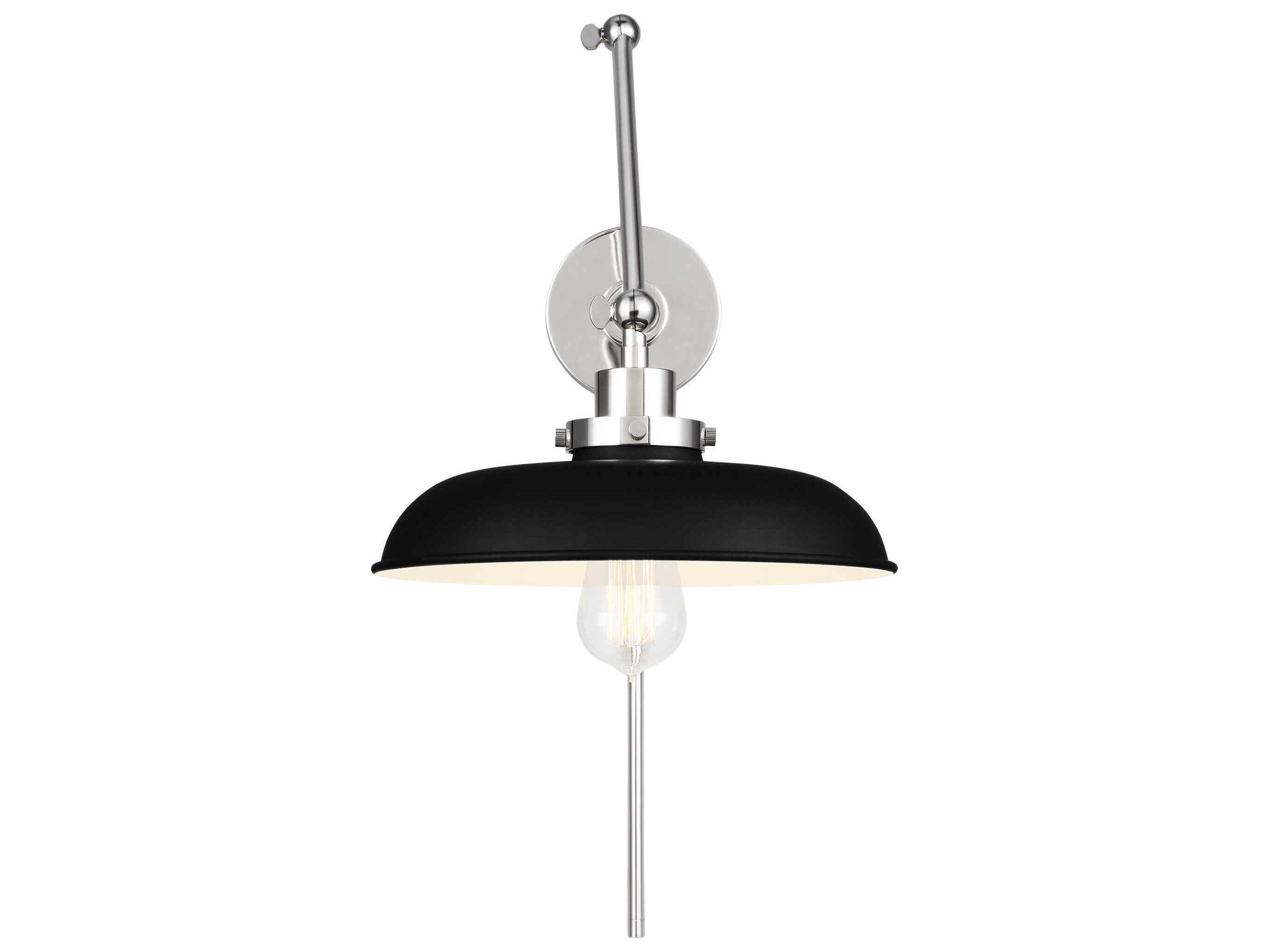 Visual Comfort Studio Wellfleet 1-Light Midnight Black Polished Nickel Swing Wall Sconce