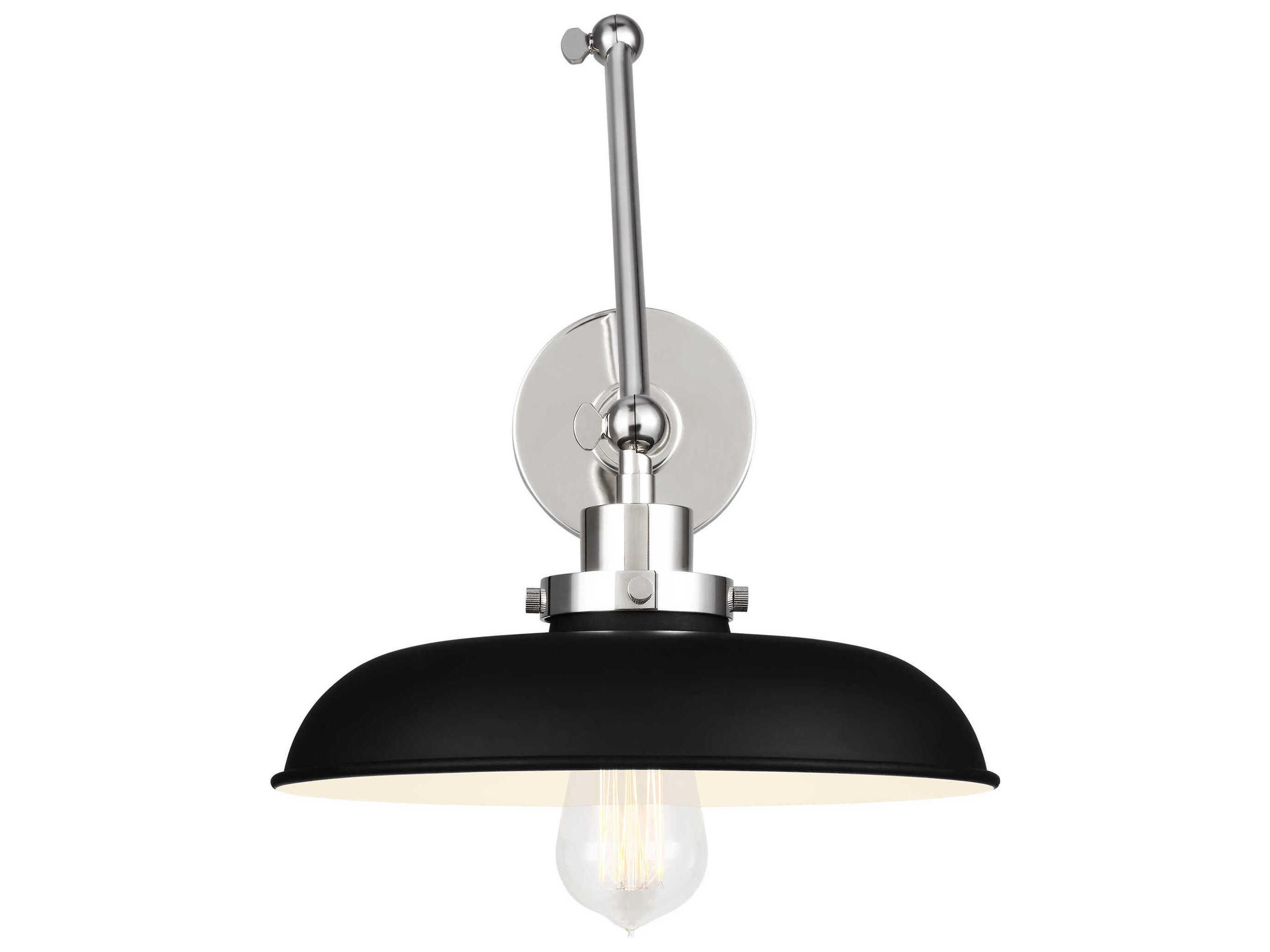 Visual Comfort Studio Wellfleet 1-Light Midnight Black Polished Nickel Swing Wall Sconce