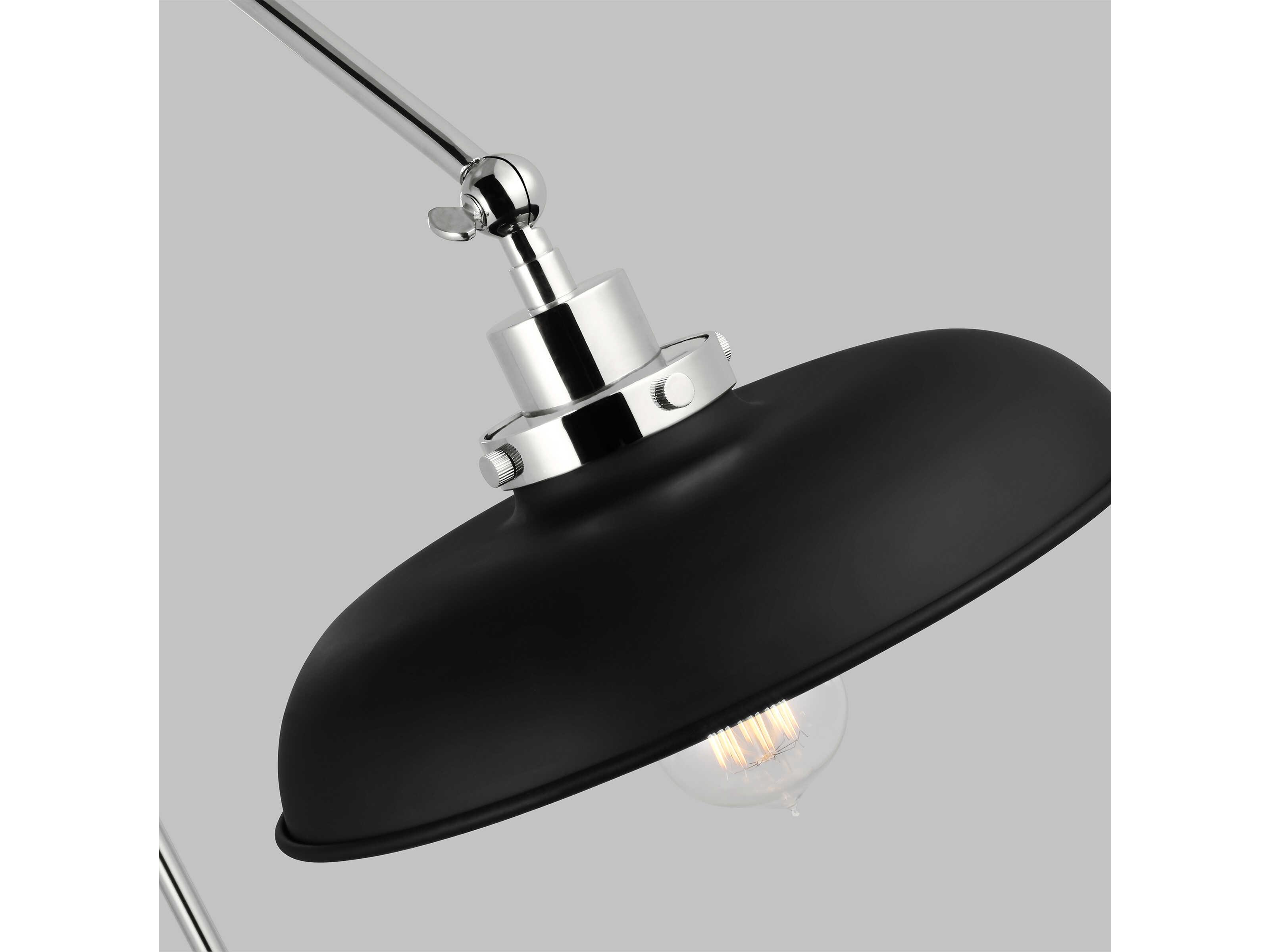 Visual Comfort Studio Wellfleet 1-Light Midnight Black Polished Nickel Swing Wall Sconce