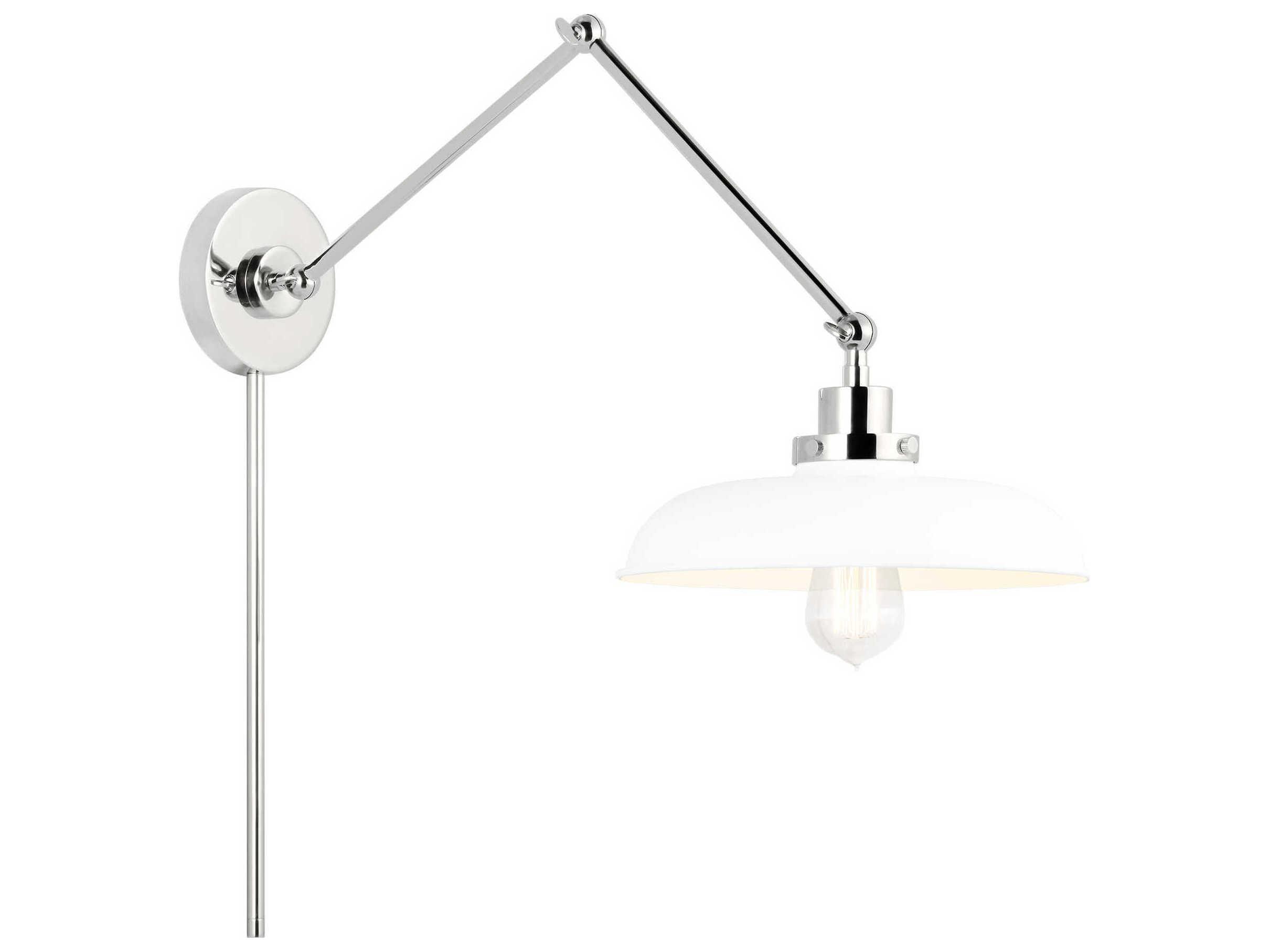 Visual Comfort Studio Wellfleet 1-Light Matte White Polished Nickel Swing Wall Sconce