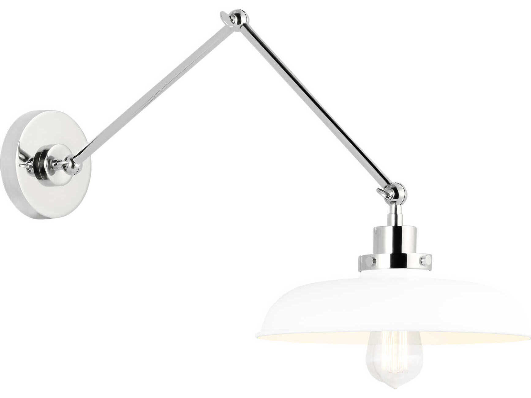 Visual Comfort Studio Wellfleet 1-Light Matte White Polished Nickel Swing Wall Sconce