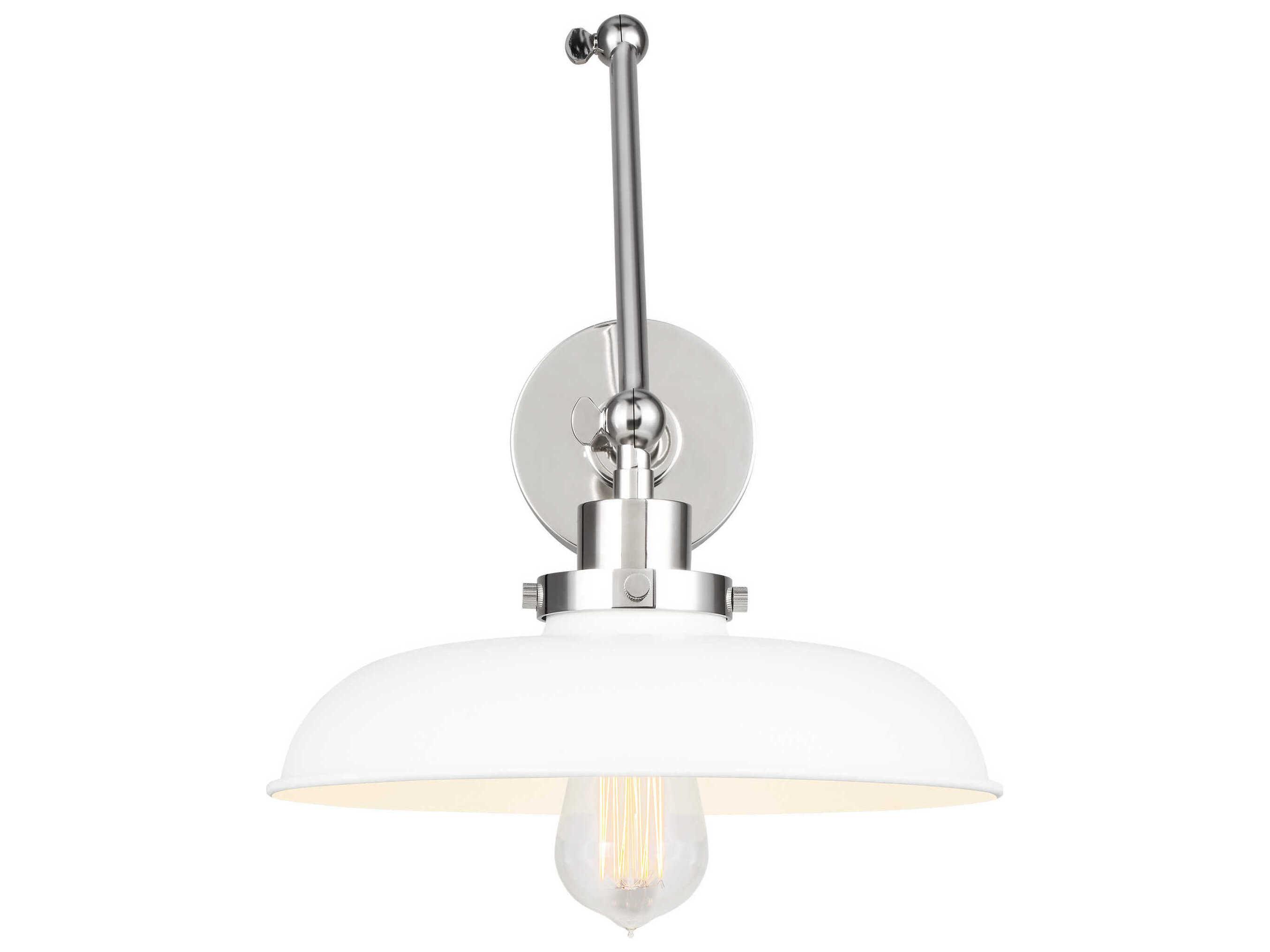 Visual Comfort Studio Wellfleet 1-Light Matte White Polished Nickel Swing Wall Sconce