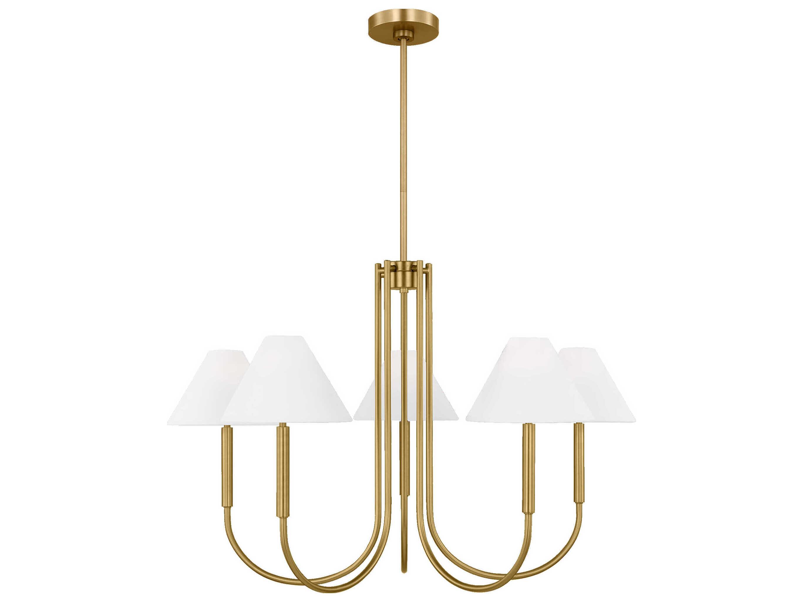 Visual Comfort Studio Porteau 6-Light Satin Brass Chandelier