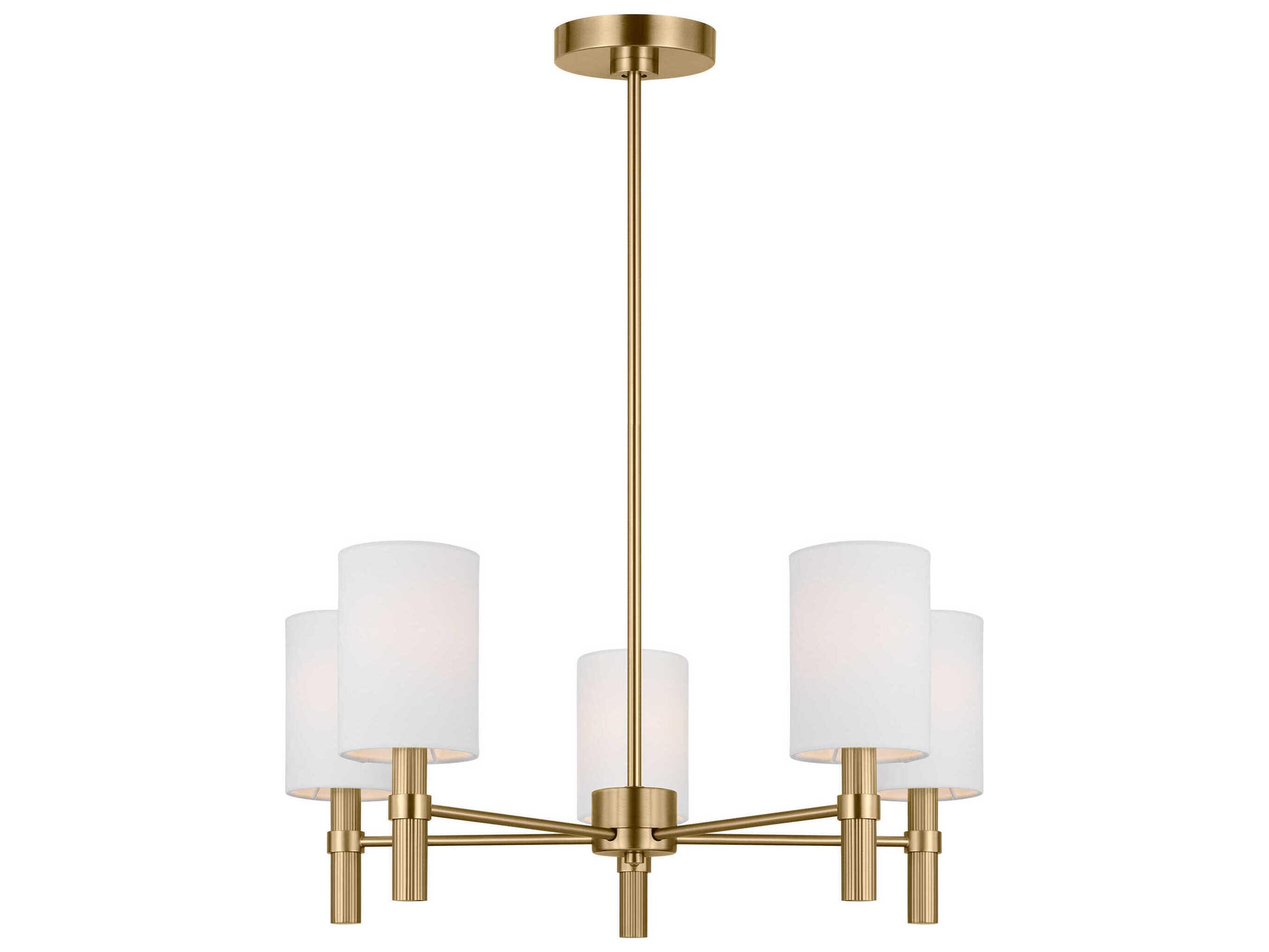 Visual Comfort Studio Manor 5-Light Satin Brass Cylinder Chandelier