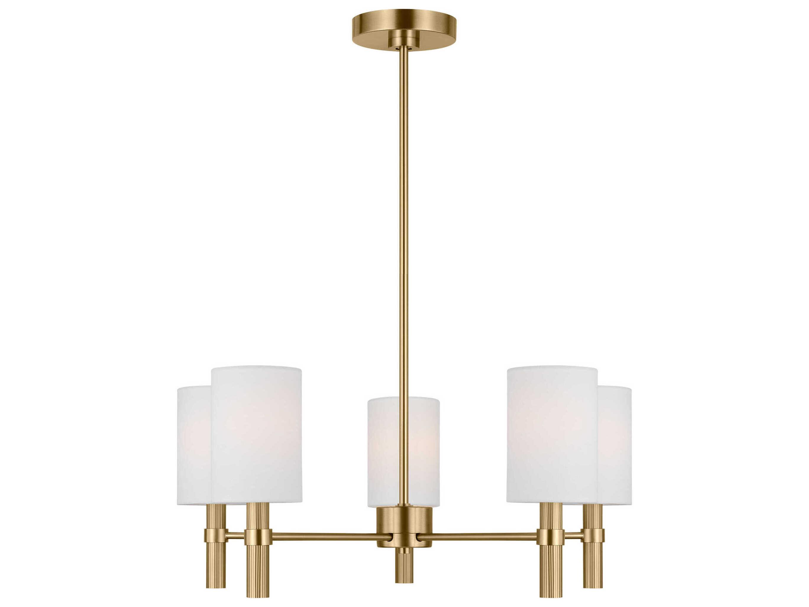 Visual Comfort Studio Manor 5-Light Satin Brass Cylinder Chandelier