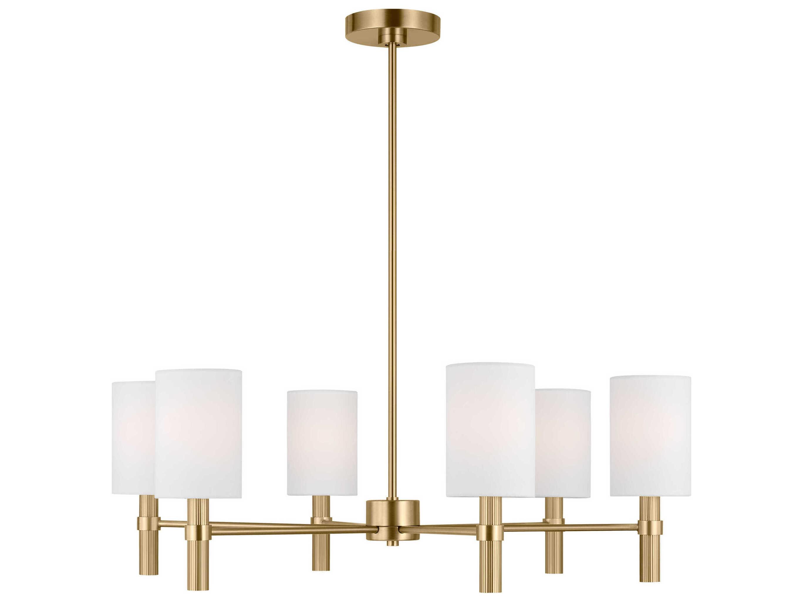 Visual Comfort Studio Manor 6-Light Satin Brass Cylinder Chandelier