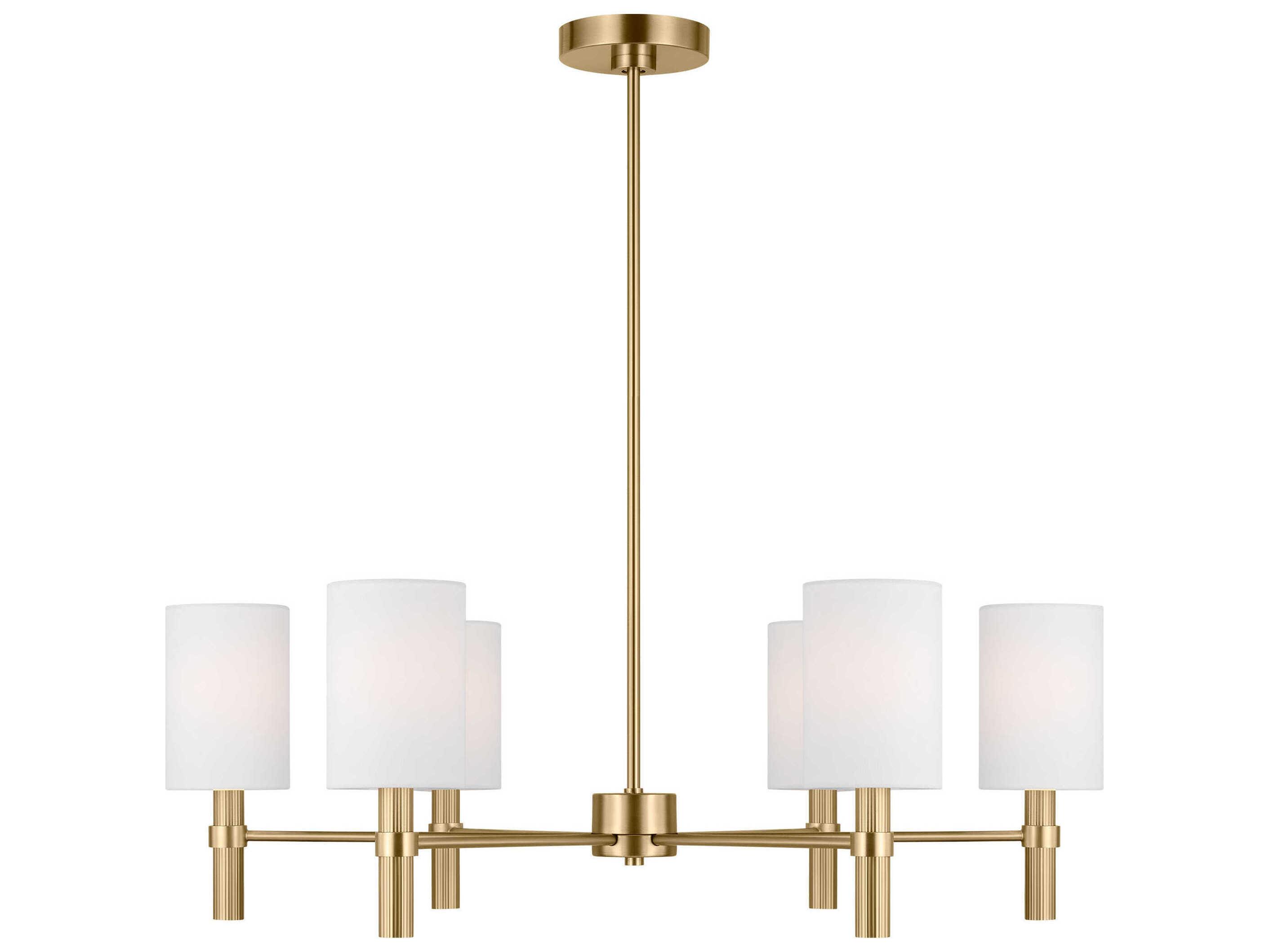 Visual Comfort Studio Manor 6-Light Satin Brass Cylinder Chandelier
