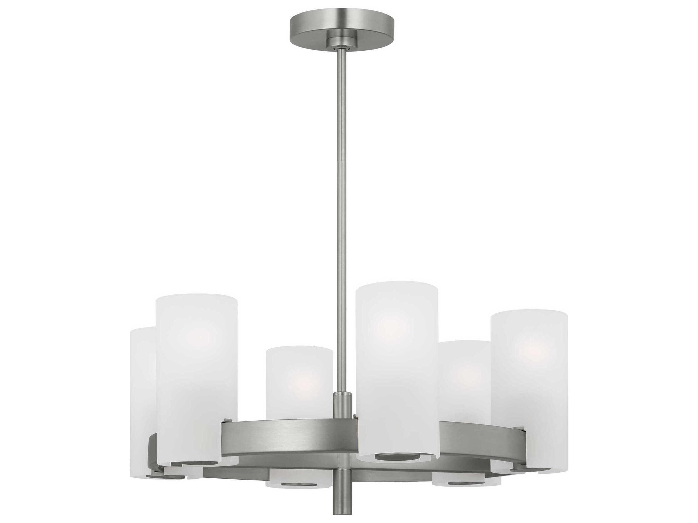 Visual Comfort Studio Rhode 6-Light Brushed Steel Cylinder Chandelier