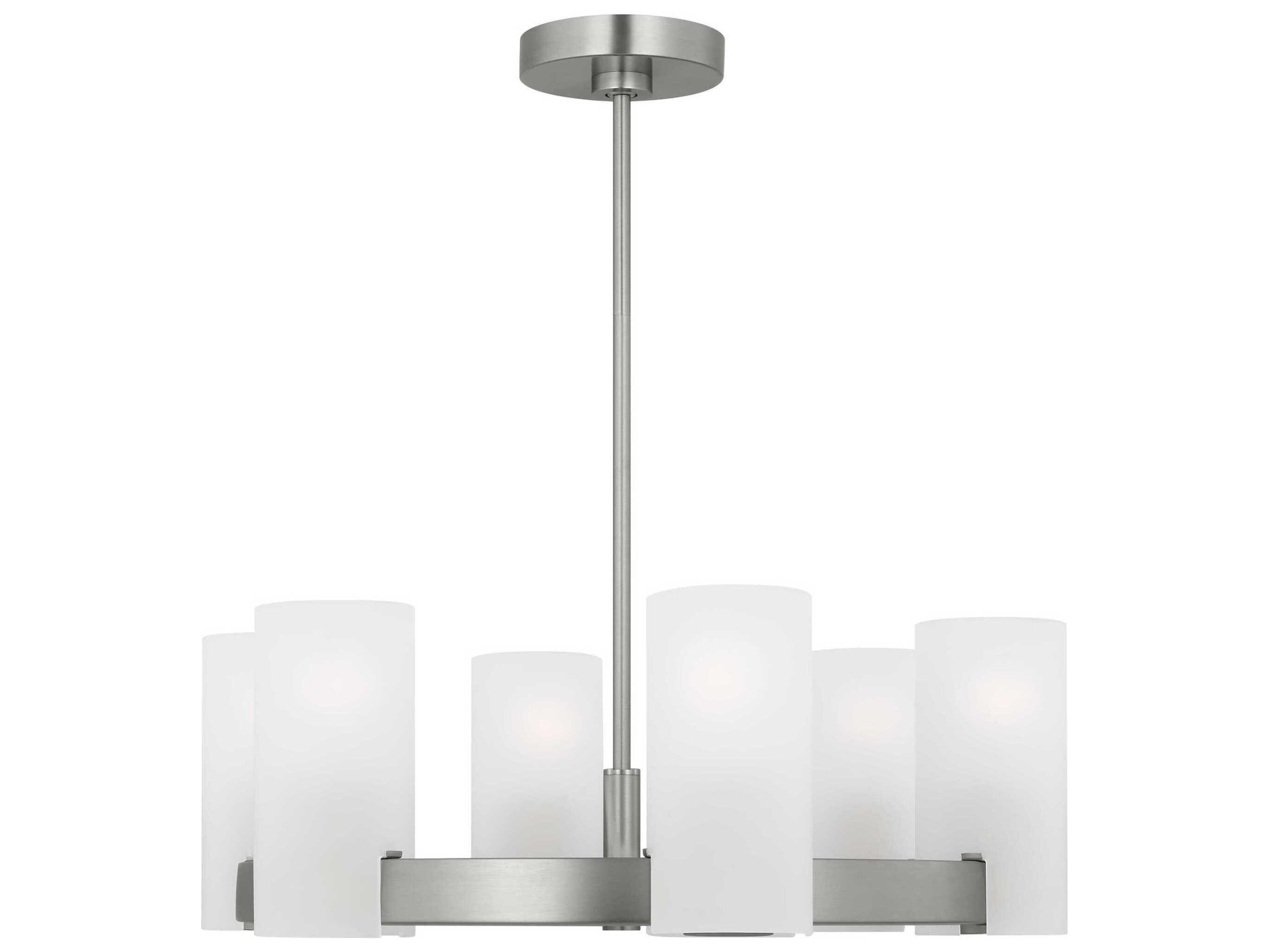 Visual Comfort Studio Rhode 6-Light Brushed Steel Cylinder Chandelier