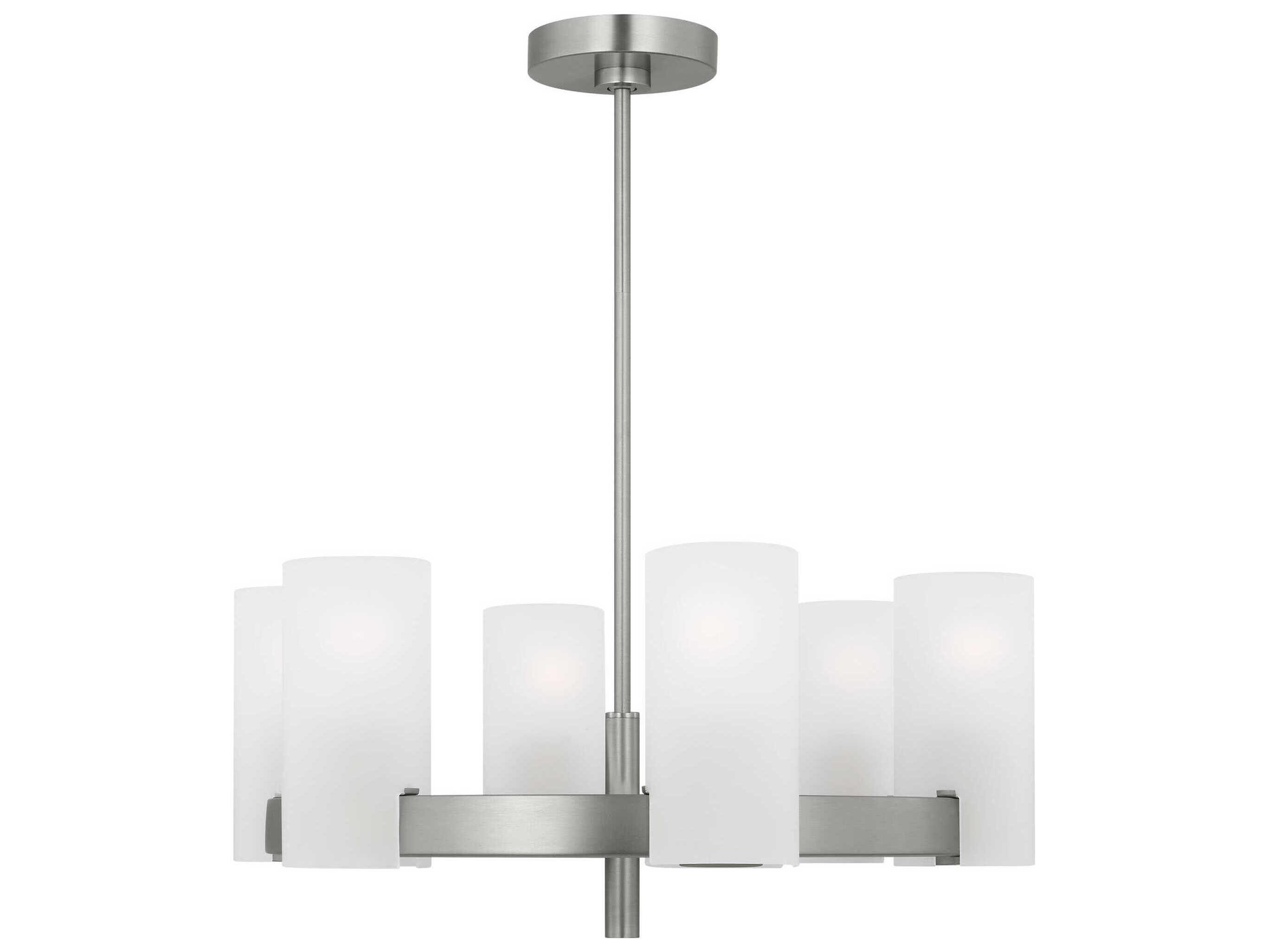 Visual Comfort Studio Rhode 6-Light Brushed Steel Cylinder Chandelier