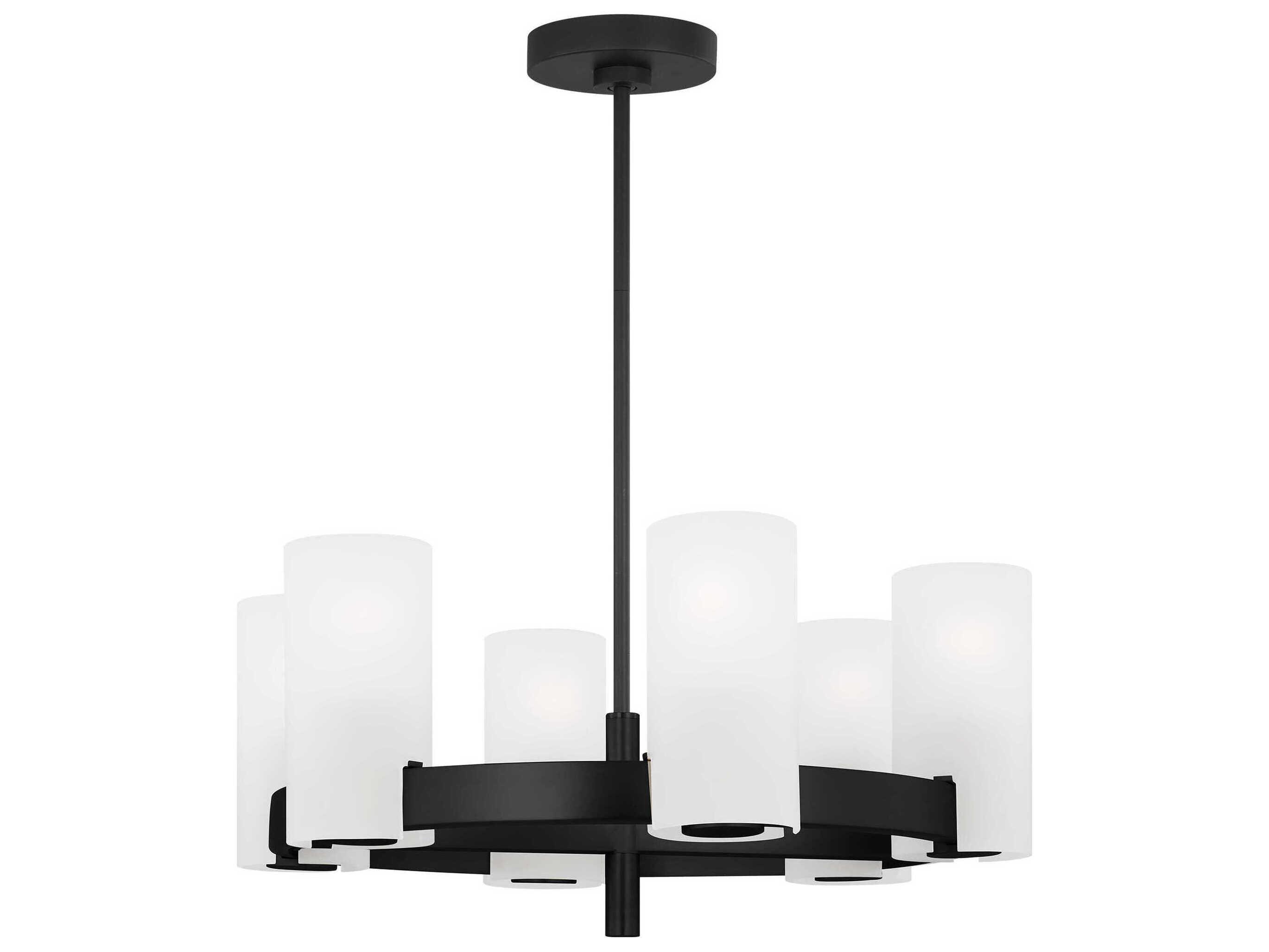 Visual Comfort Studio Rhode 6-Light Midnight Black Cylinder Chandelier