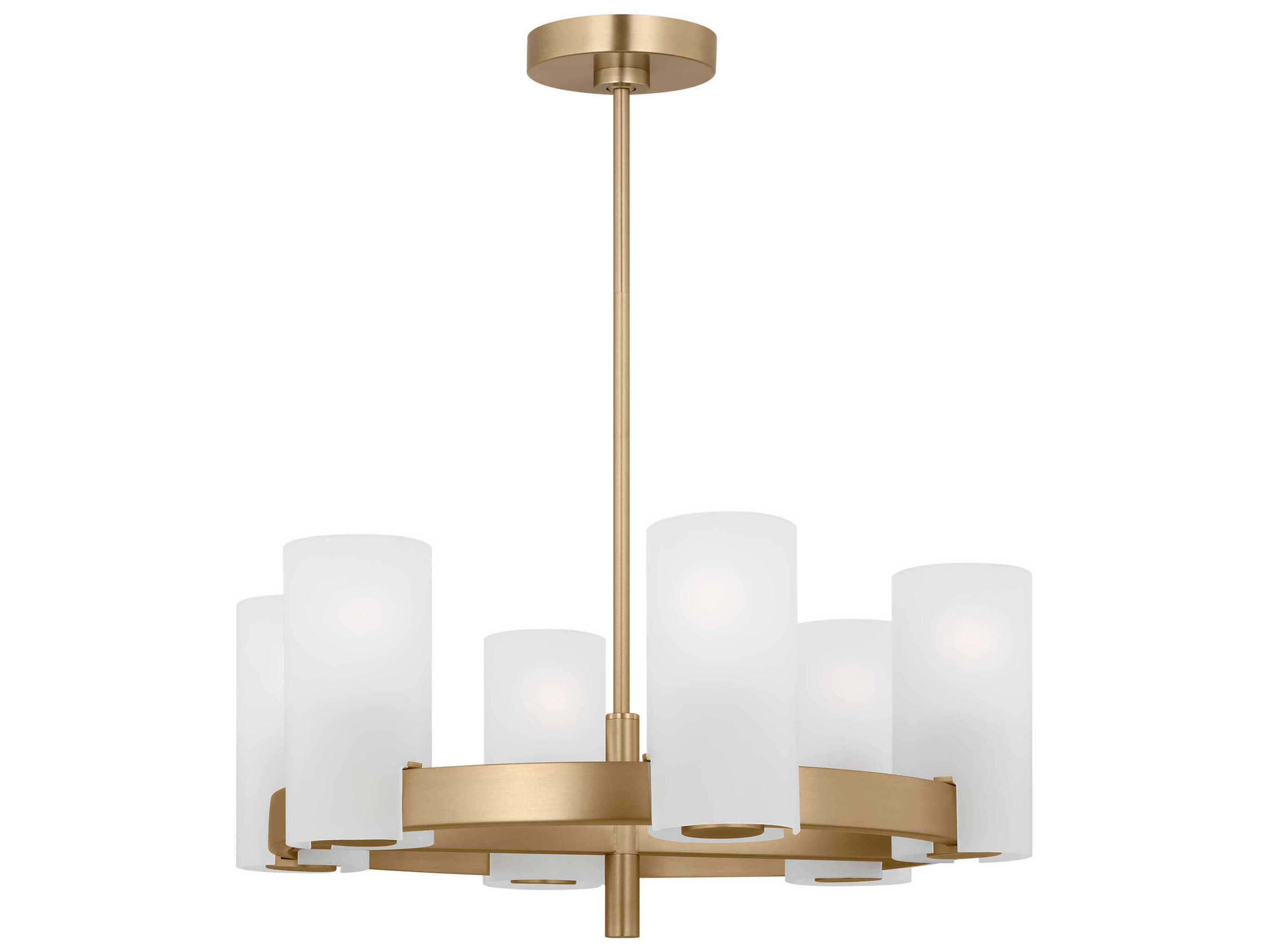 Visual Comfort Studio Rhode 6-Light Satin Brass Cylinder Chandelier