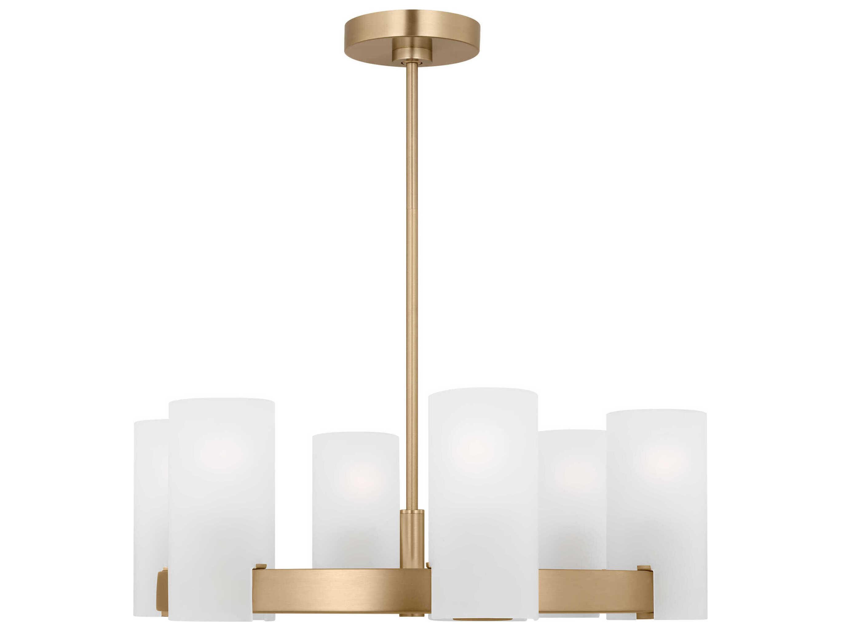 Visual Comfort Studio Rhode 6-Light Satin Brass Cylinder Chandelier