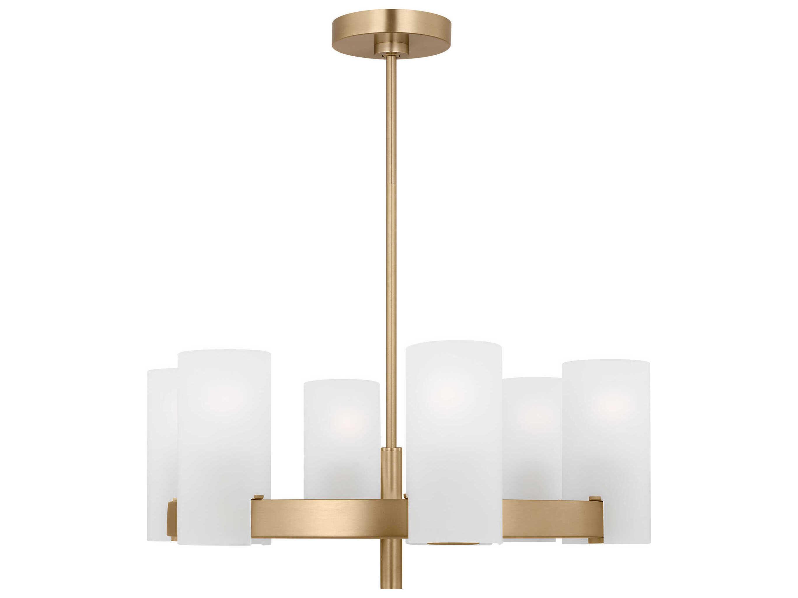 Visual Comfort Studio Rhode 6-Light Satin Brass Cylinder Chandelier