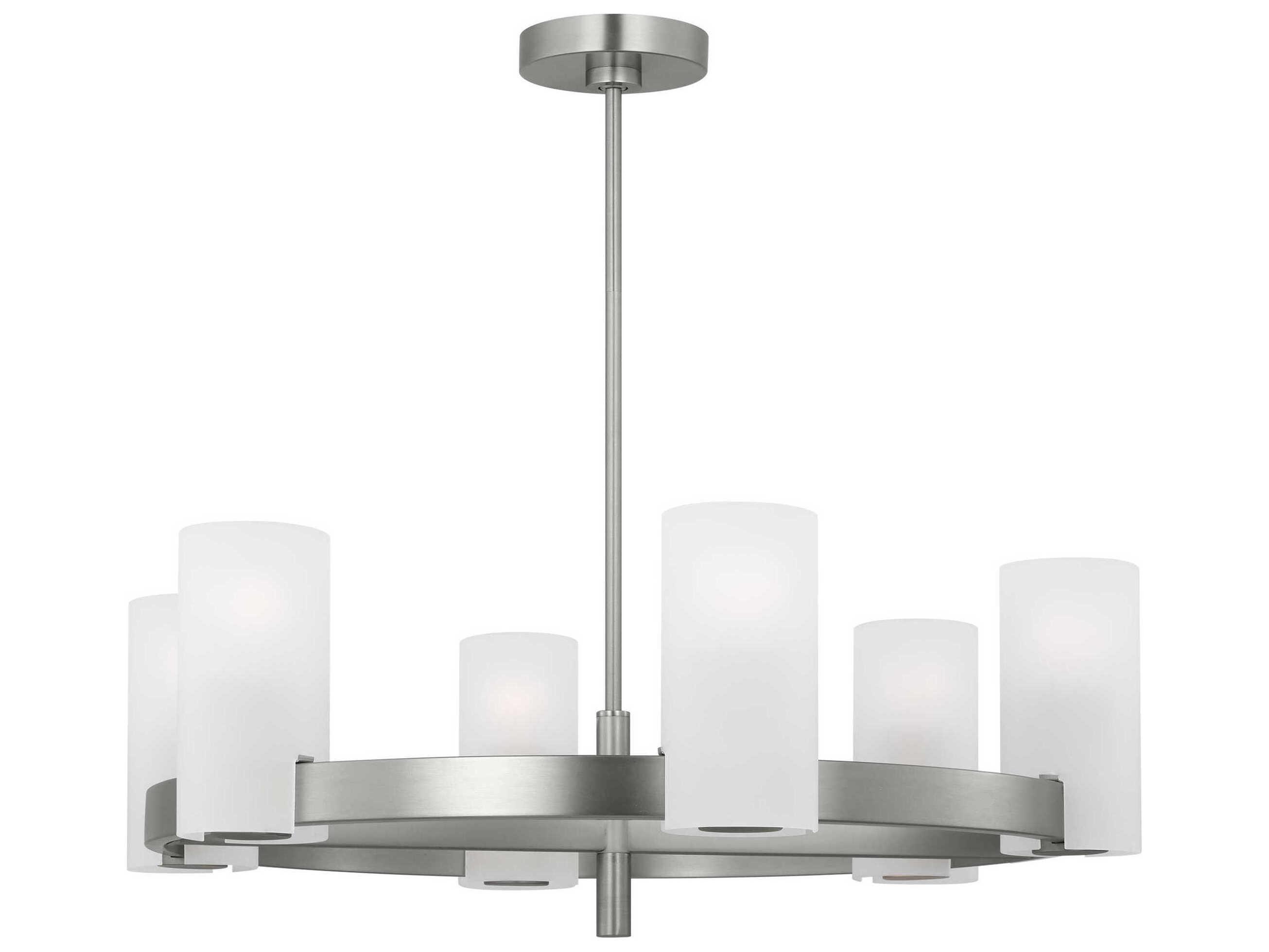 Visual Comfort Studio Rhode 6-Light Brushed Steel Cylinder Chandelier