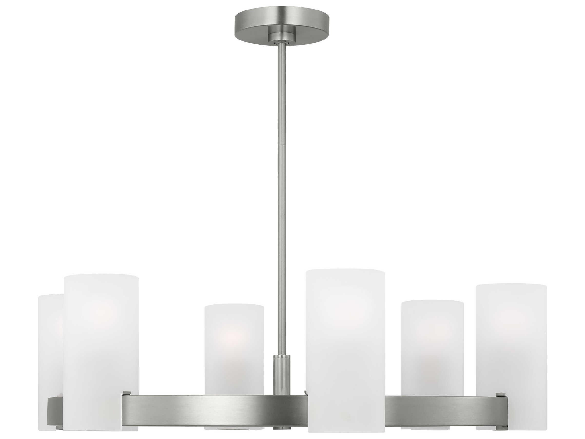 Visual Comfort Studio Rhode 6-Light Brushed Steel Cylinder Chandelier