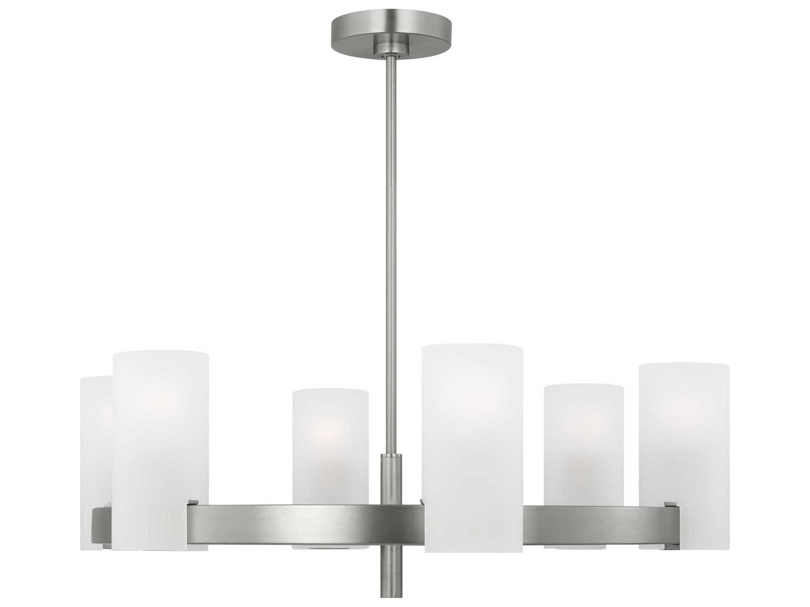 Visual Comfort Studio Rhode 6-Light Brushed Steel Cylinder Chandelier