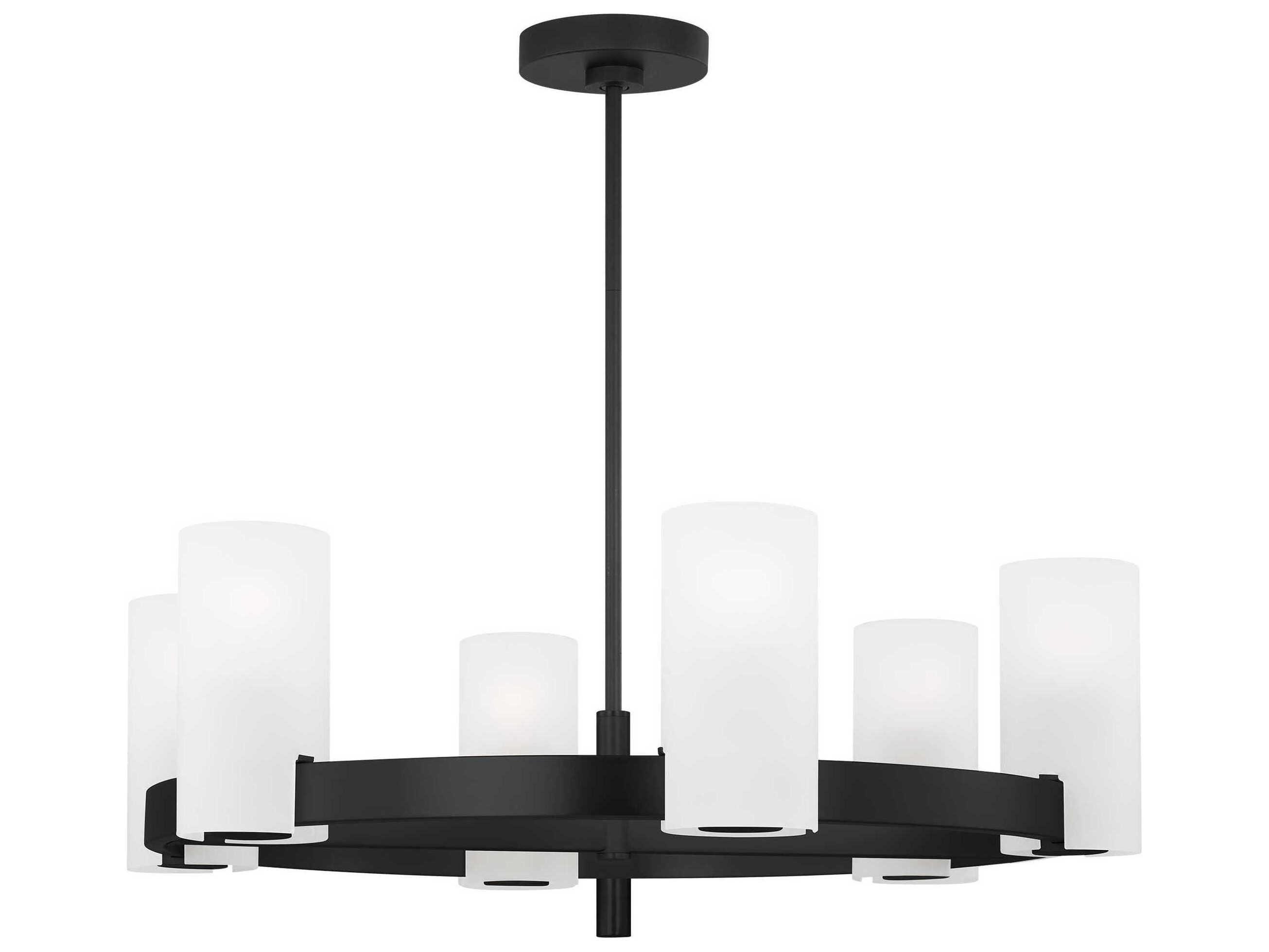 Visual Comfort Studio Rhode 6-Light Midnight Black Cylinder Chandelier