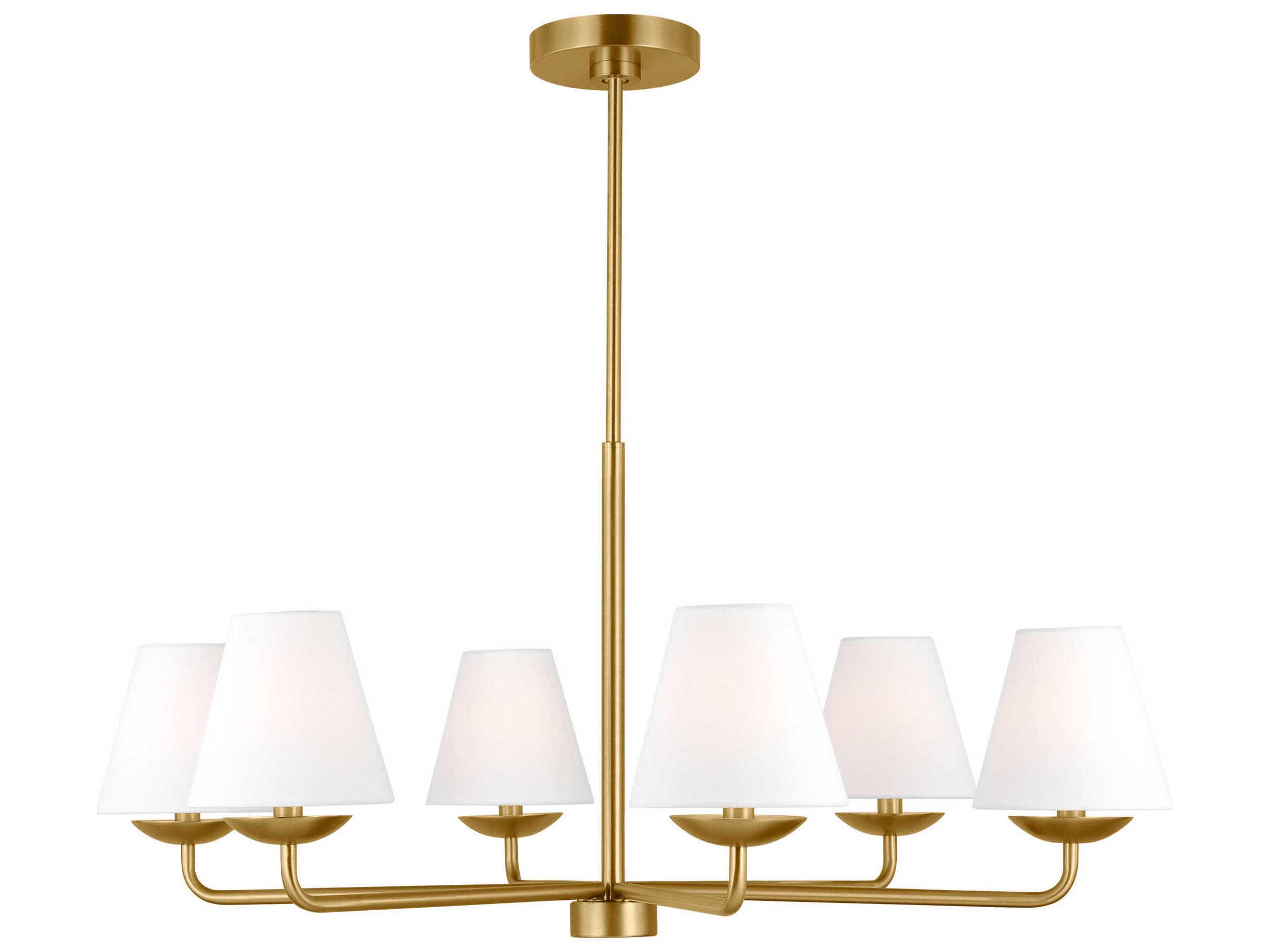 Visual Comfort Studio Albion 6-Light Satin Brass Empire Chandelier