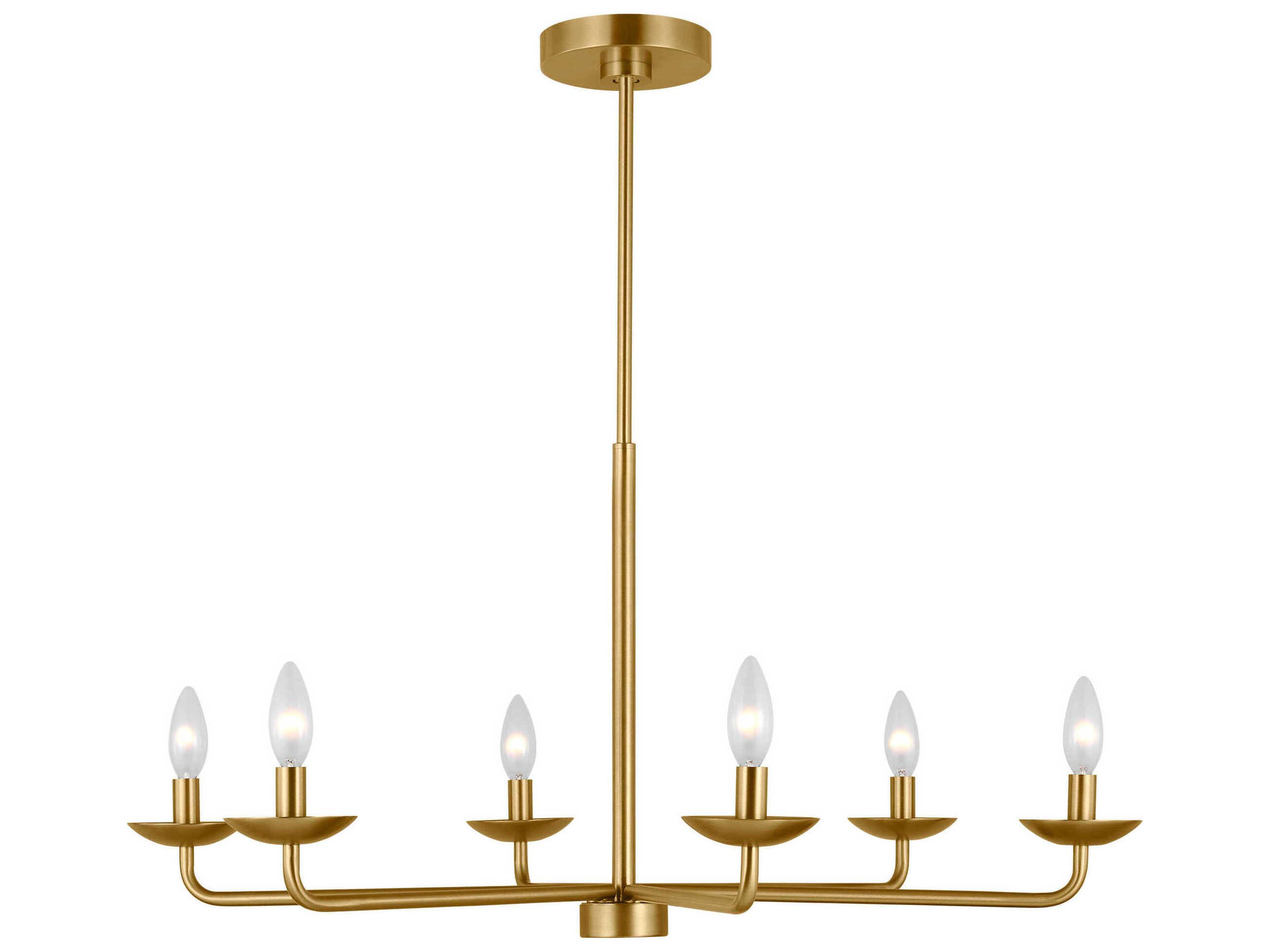 Visual Comfort Studio Albion 6-Light Satin Brass Empire Chandelier