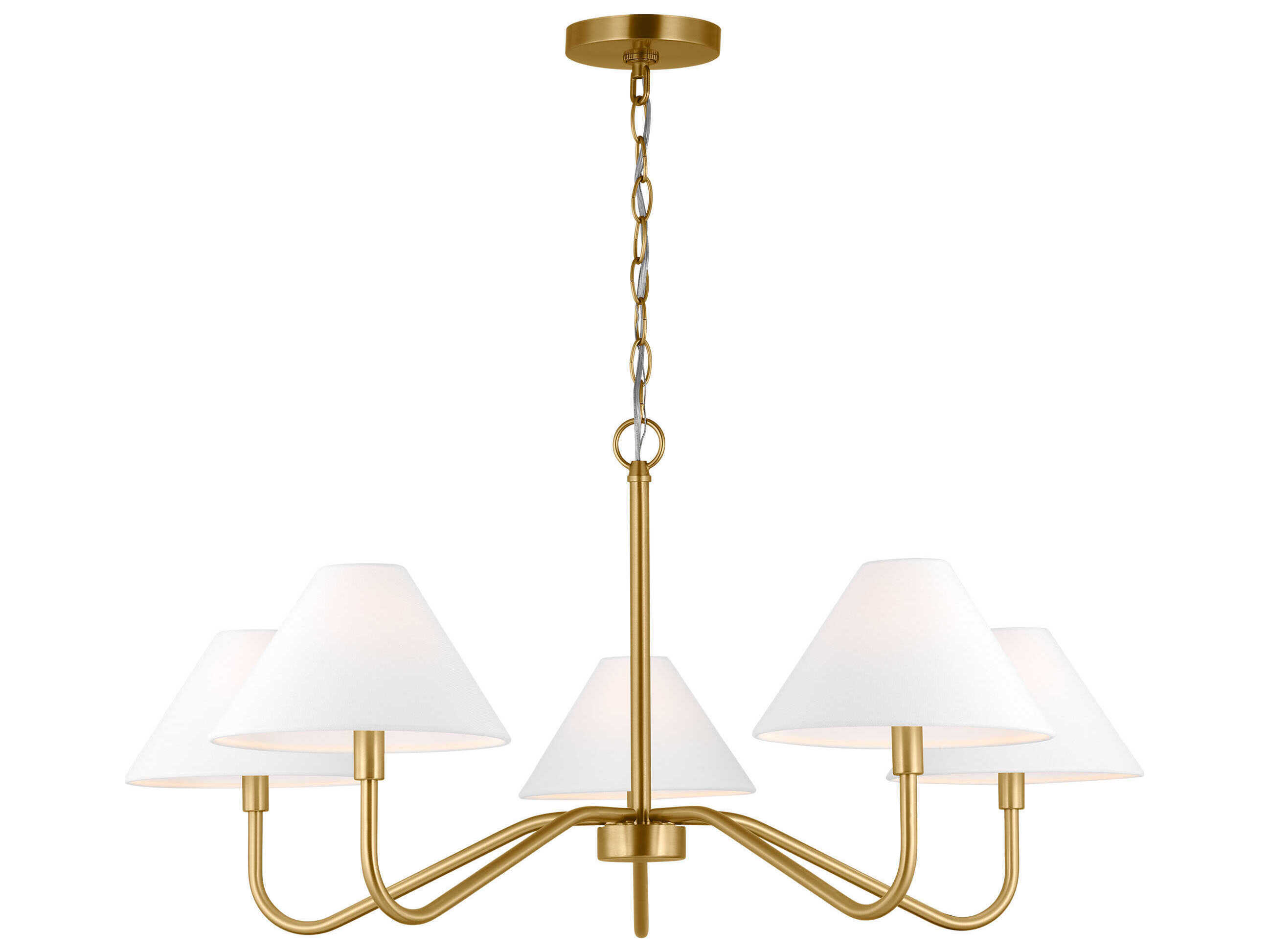 Visual Comfort Studio Eldon 5-Light Satin Brass Empire Chandelier