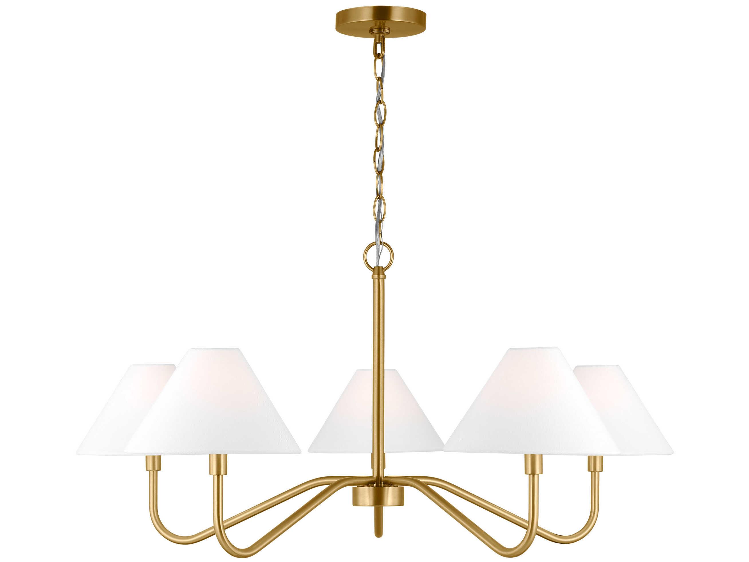 Visual Comfort Studio Eldon 5-Light Satin Brass Empire Chandelier