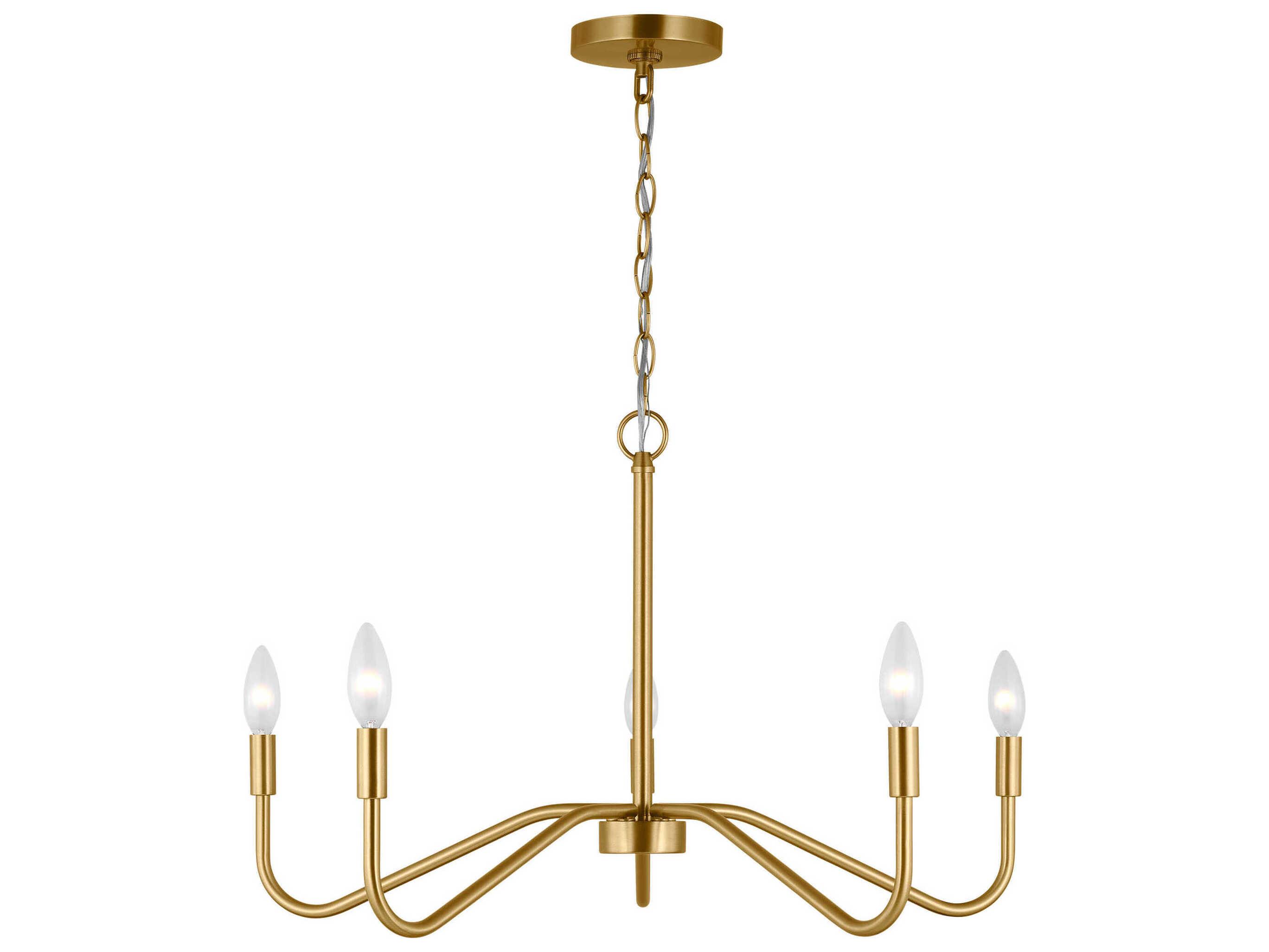 Visual Comfort Studio Eldon 5-Light Satin Brass Empire Chandelier
